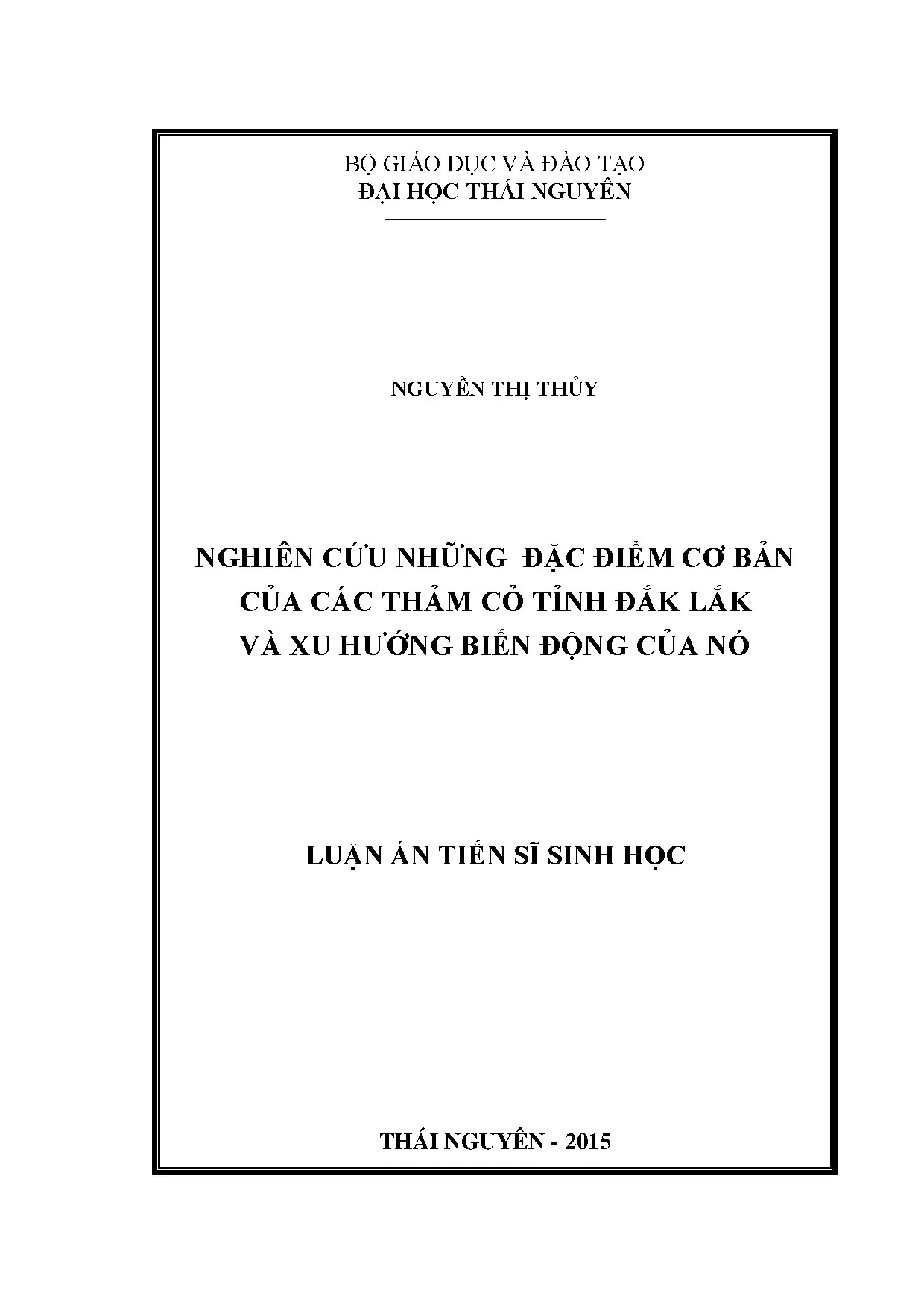 Nghiên cứu những đặc điểm cơ bản của các thảm cỏ tỉnh đắk lắ