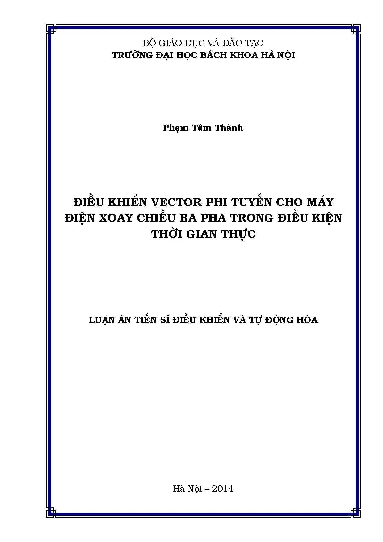 Điều khiển vector phi tuyến máy điện xoay chiều ba pha thời gian thực