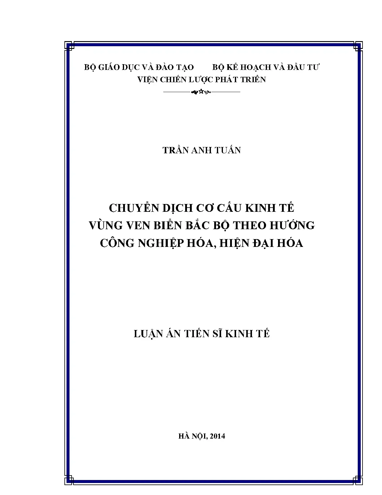 Chuyển dịch cơ cấu kinh tế vùng ven biển Bắc Bộ theo hướng CNH, HĐH