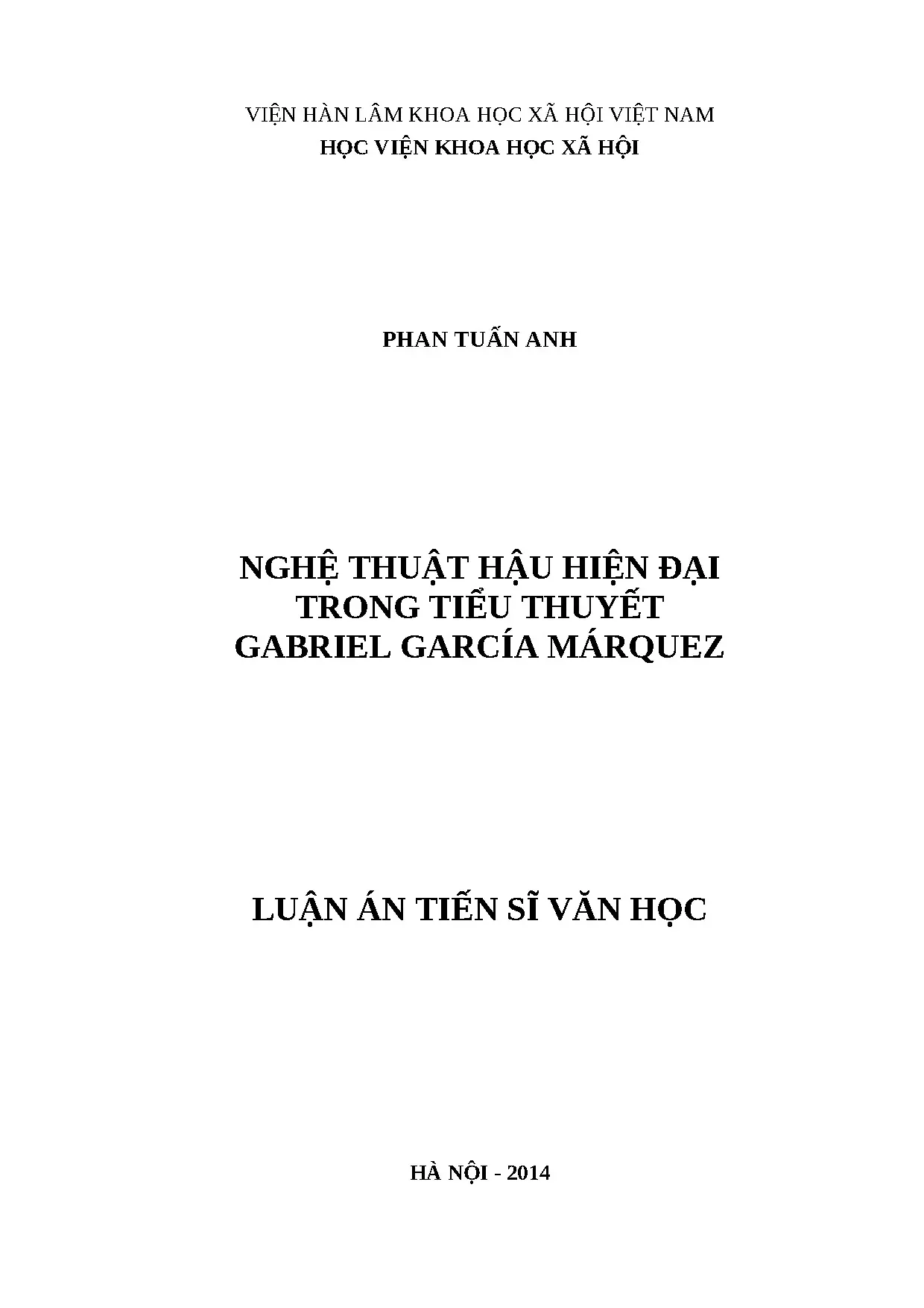Nghệ thuật hậu hiện đại trong tiểu thuyết Gabriel García Márquez