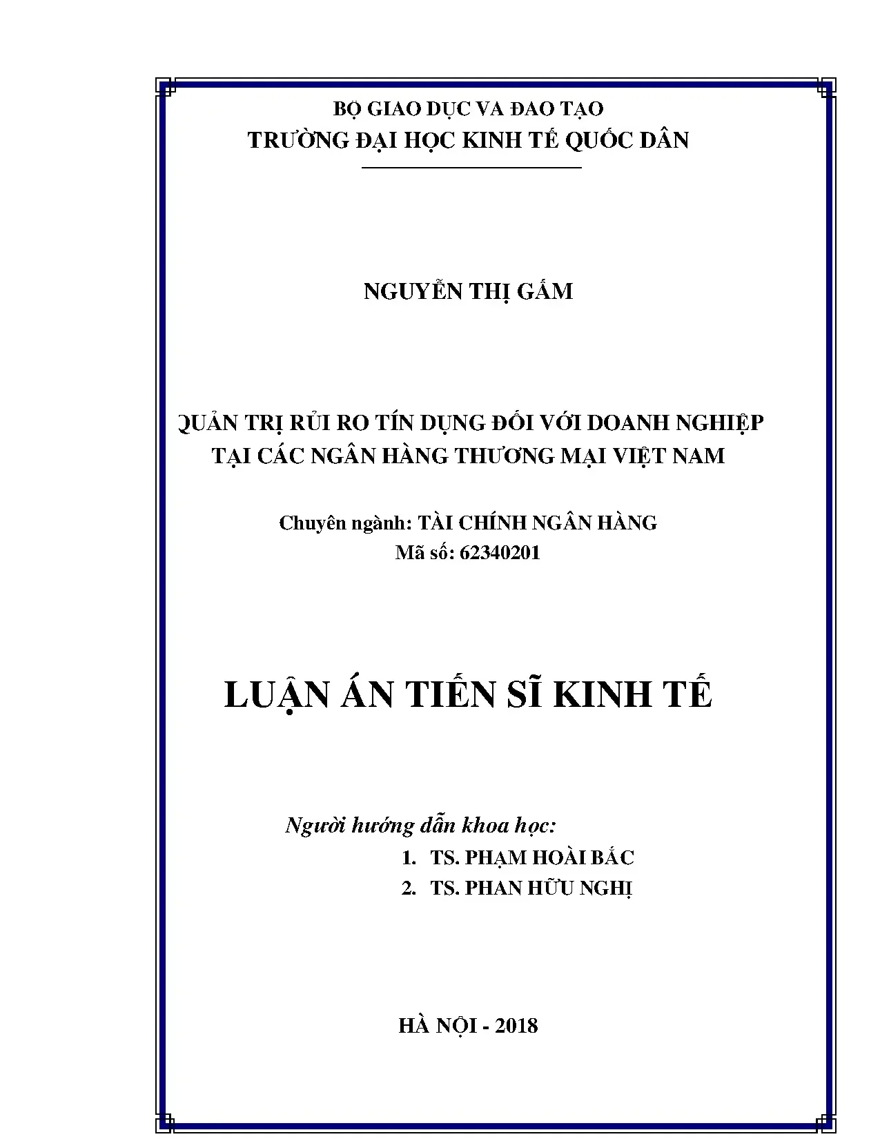 Quản trị rủi ro tín dụng đối với doanh nghiệp tại các ngân h