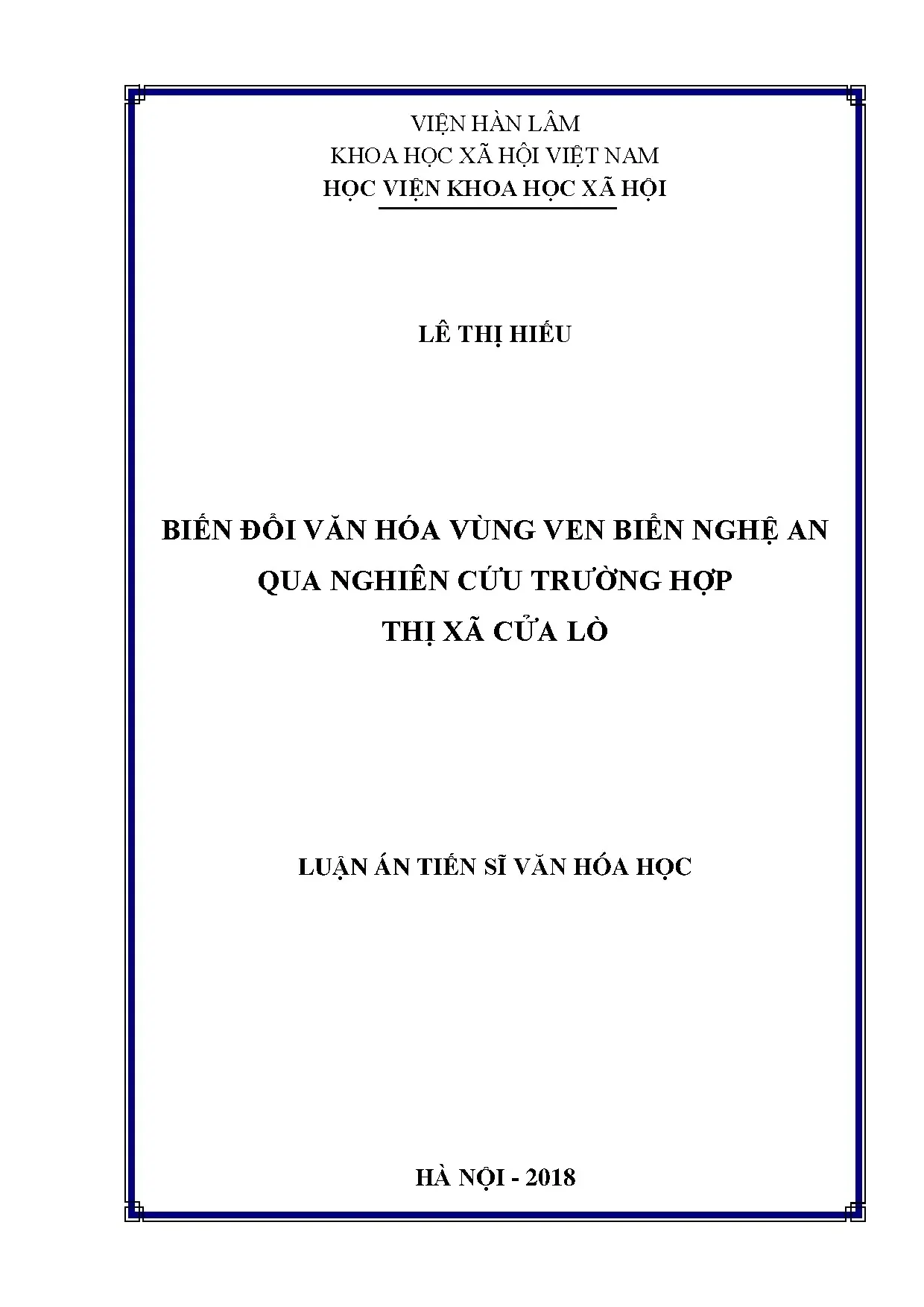Biến đổi văn hóa vùng ven biển nghệ an qua nghiên cứu trường