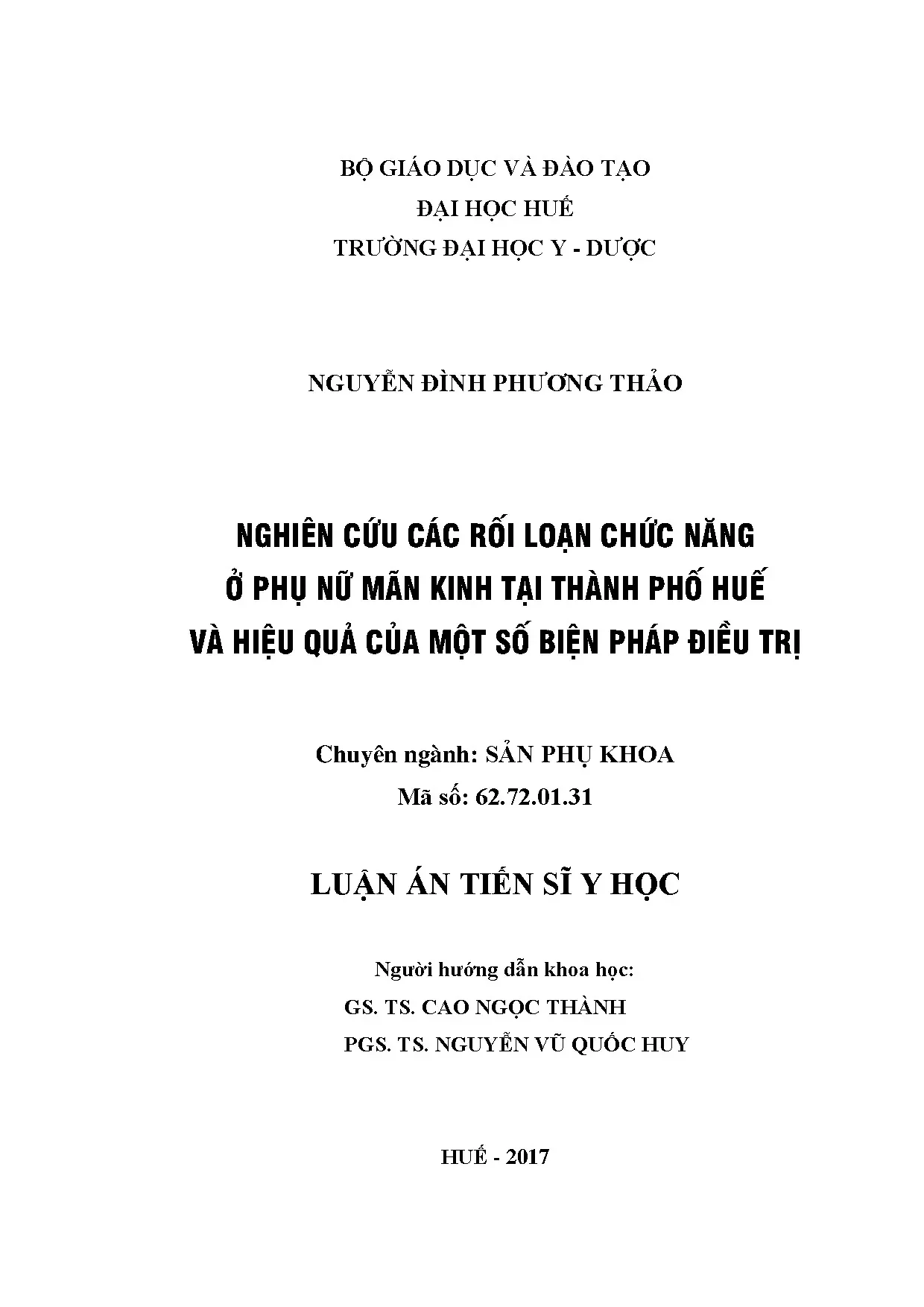 Rối loạn chức năng phụ nữ mãn kinh Huế: Điều trị hiệu quả