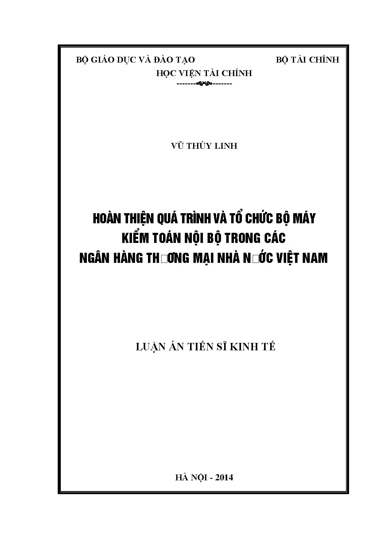 Hoàn thiện quá trình và tổ chức bộ máy kiểm toán nội bộ tron