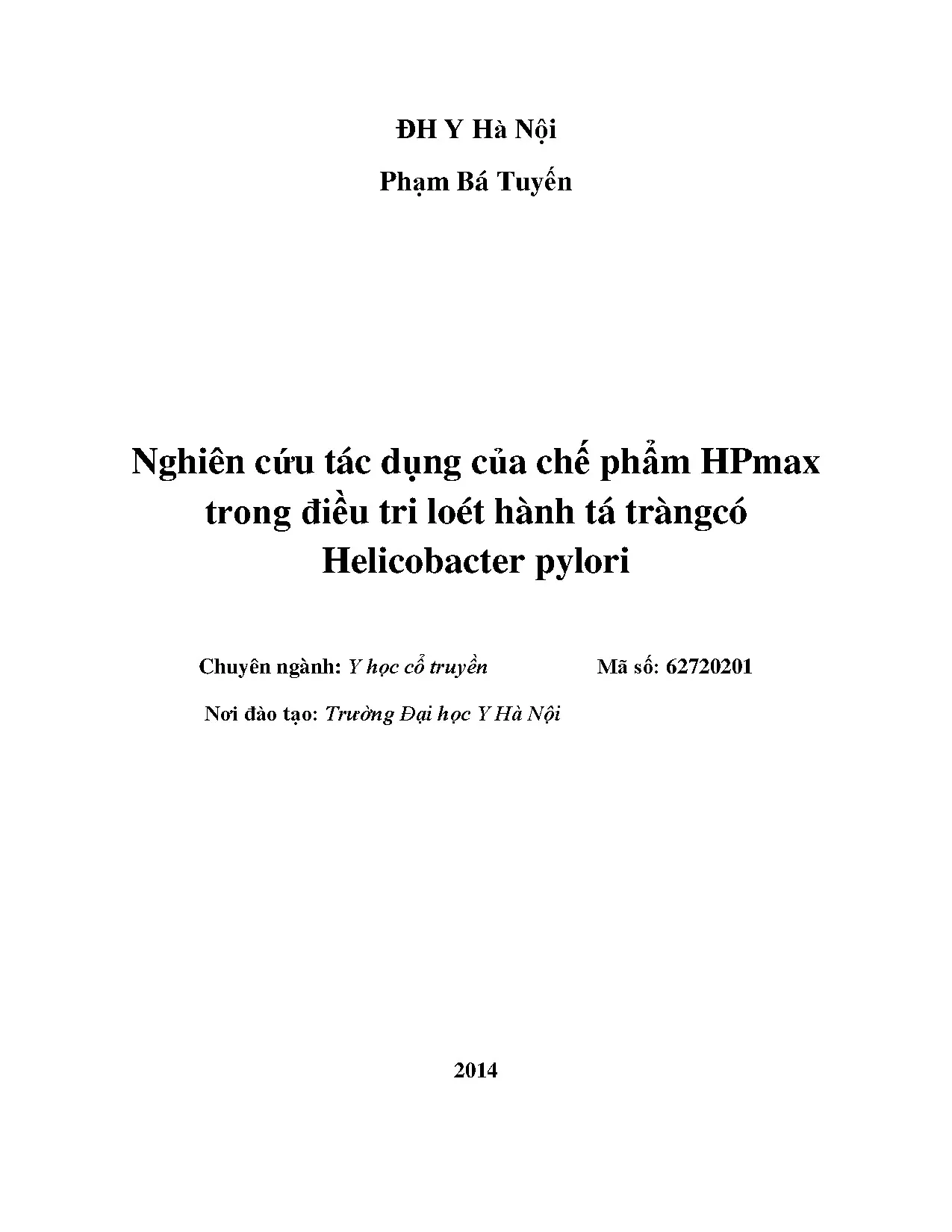 Nghiên cứu tác dụng HPmax điều trị loét tá tràng có HP