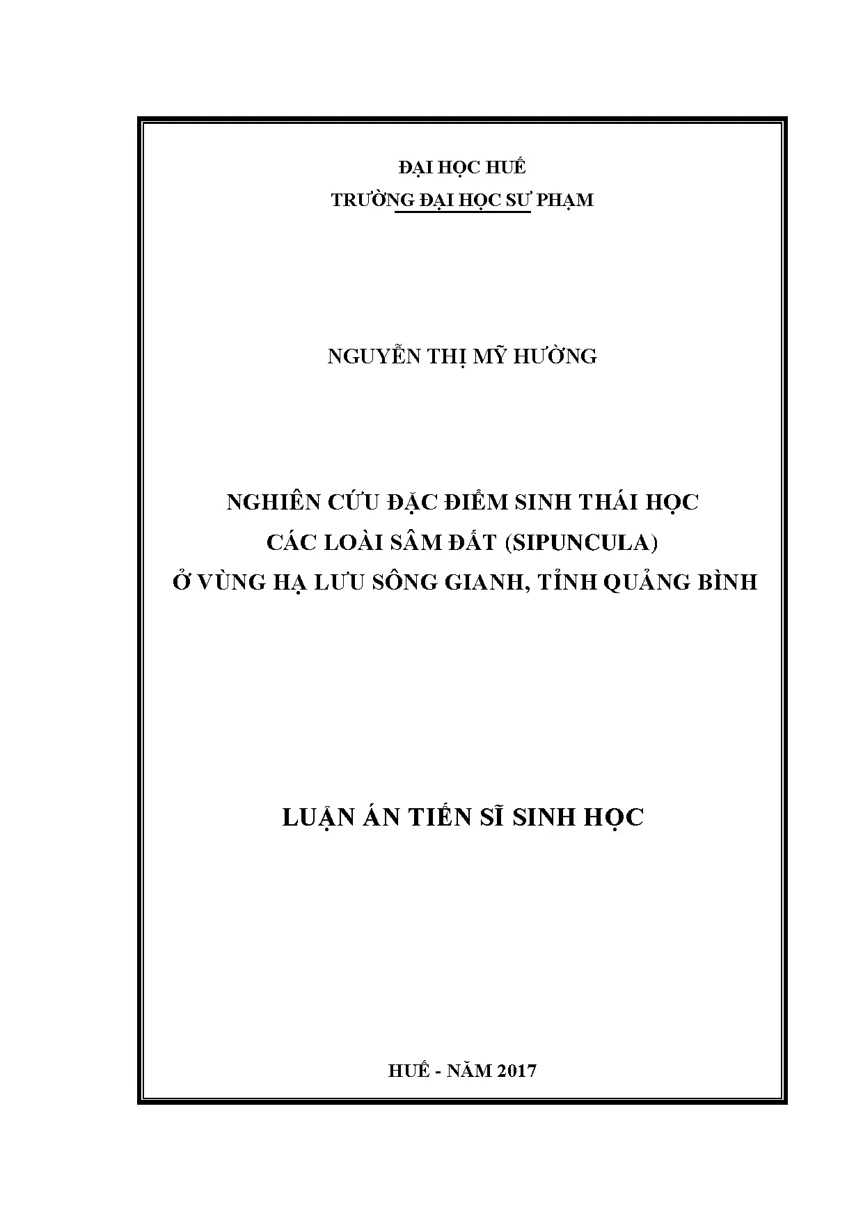 Nghiên cứu đặc điểm sinh thái học các loài sâm đất sipuncula
