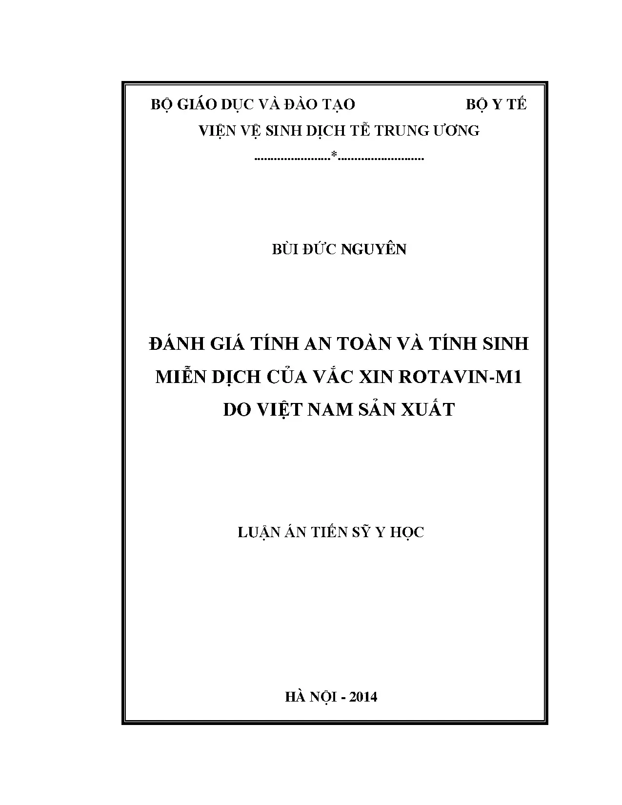 Đánh giá an toàn, sinh miễn dịch vắc xin Rotavin-M1 Việt Nam
