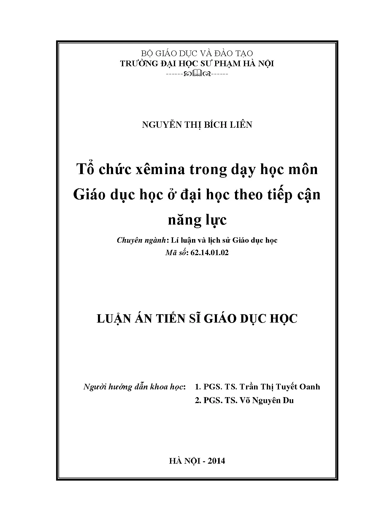 Tổ chức xêmina trong dạy học môn giáo dục học ở đại học theo