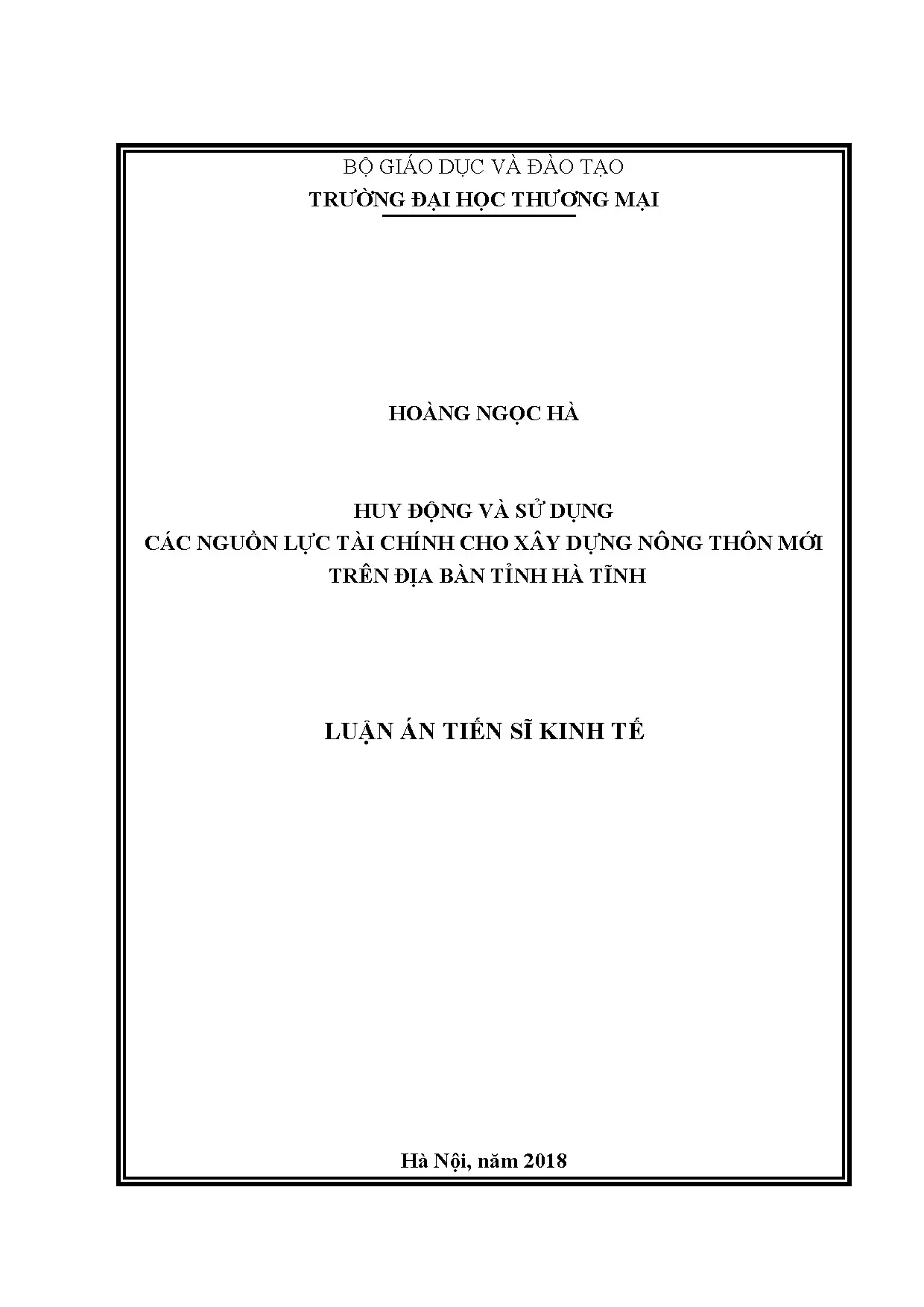 Huy động và Sử dụng Nguồn lực Tài chính Xây dựng NTM Hà Tĩnh