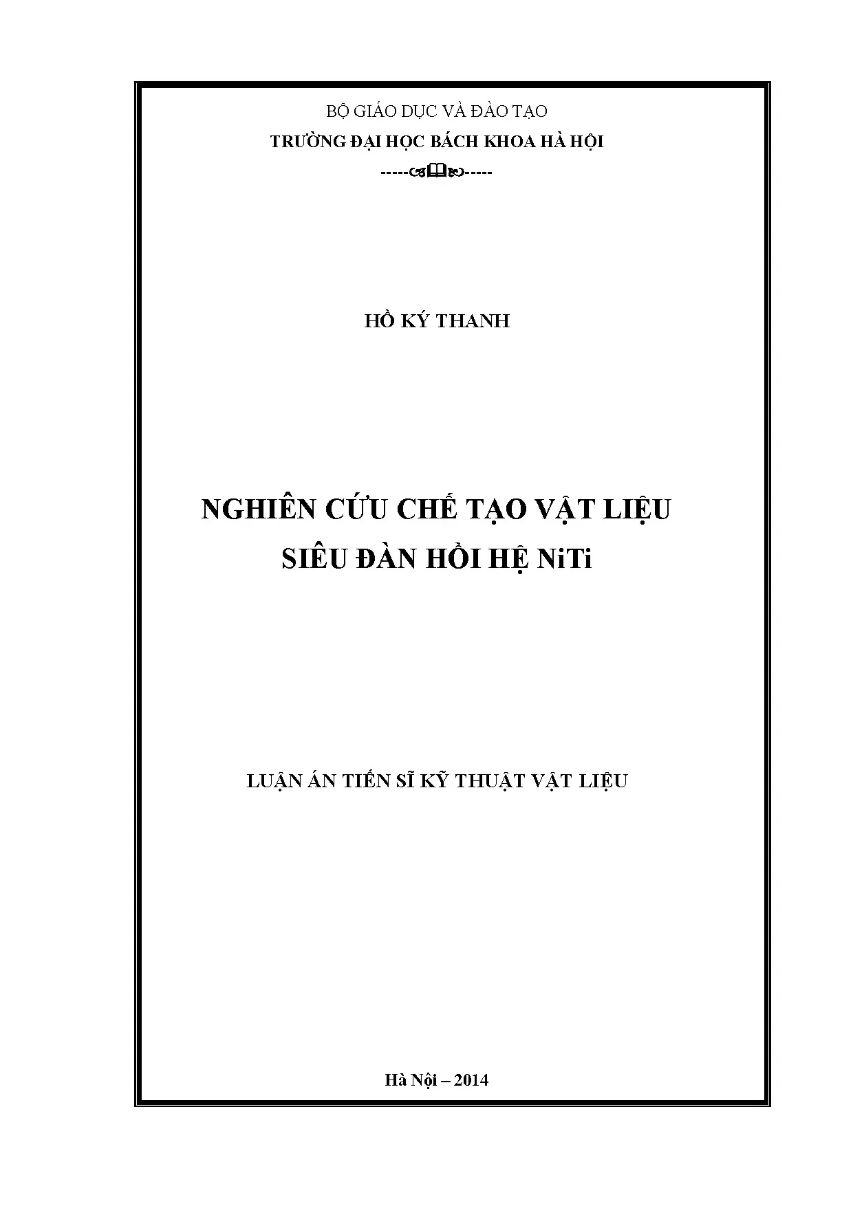 Nghiên cứu chế tạo vật liệu siêu đàn hồi hệ niti luận án tiế