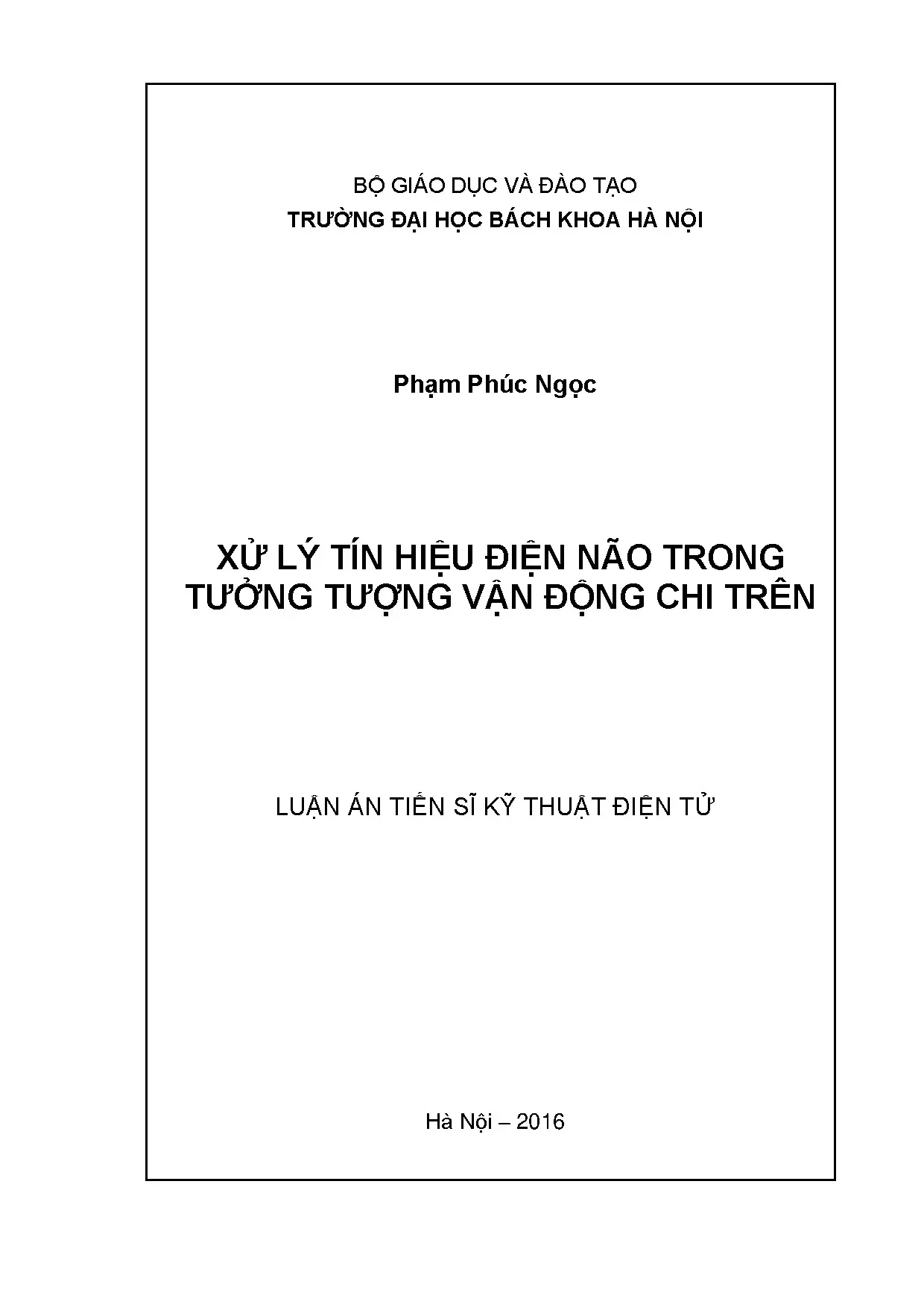 Xử lý tín hiệu điện não trong tưởng tượng vận động chi trên