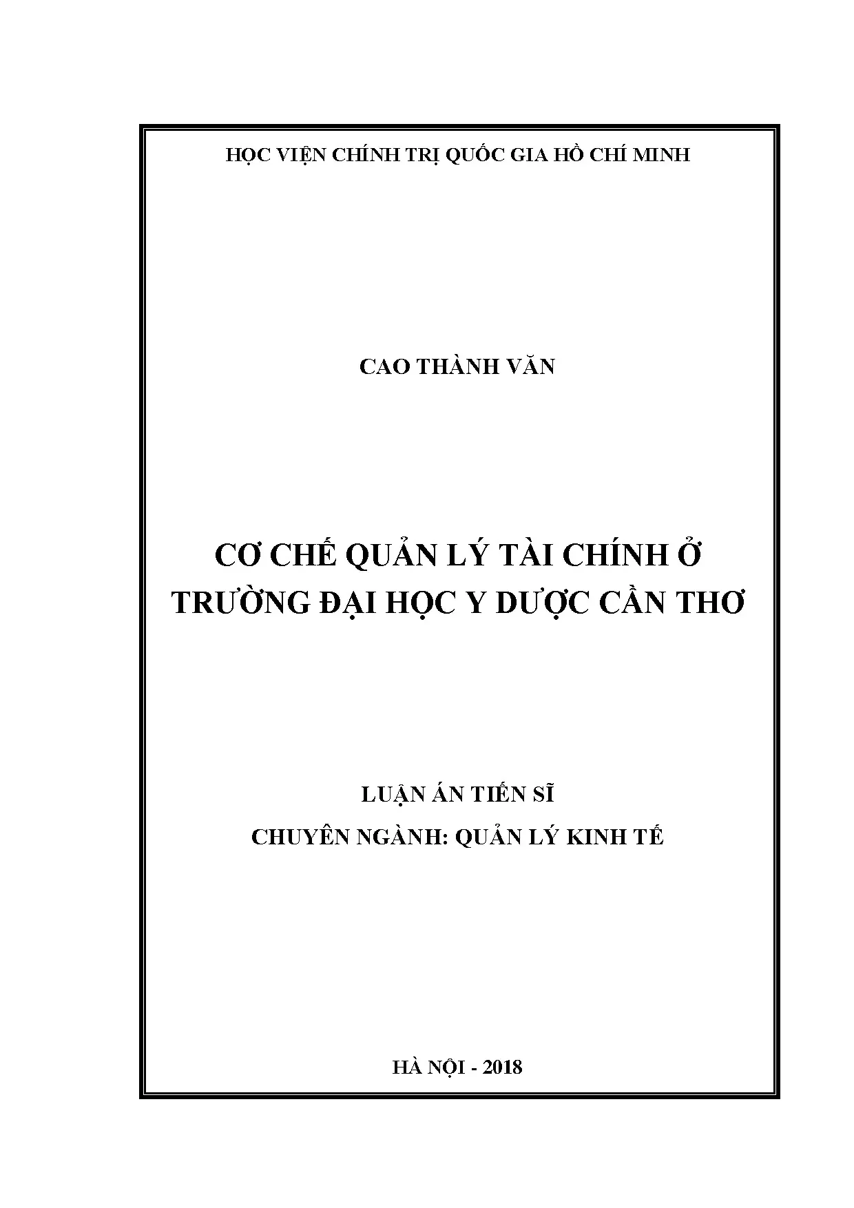 Cơ chế quản lý tài chính ở trường đại học y dược cần thơ luậ
