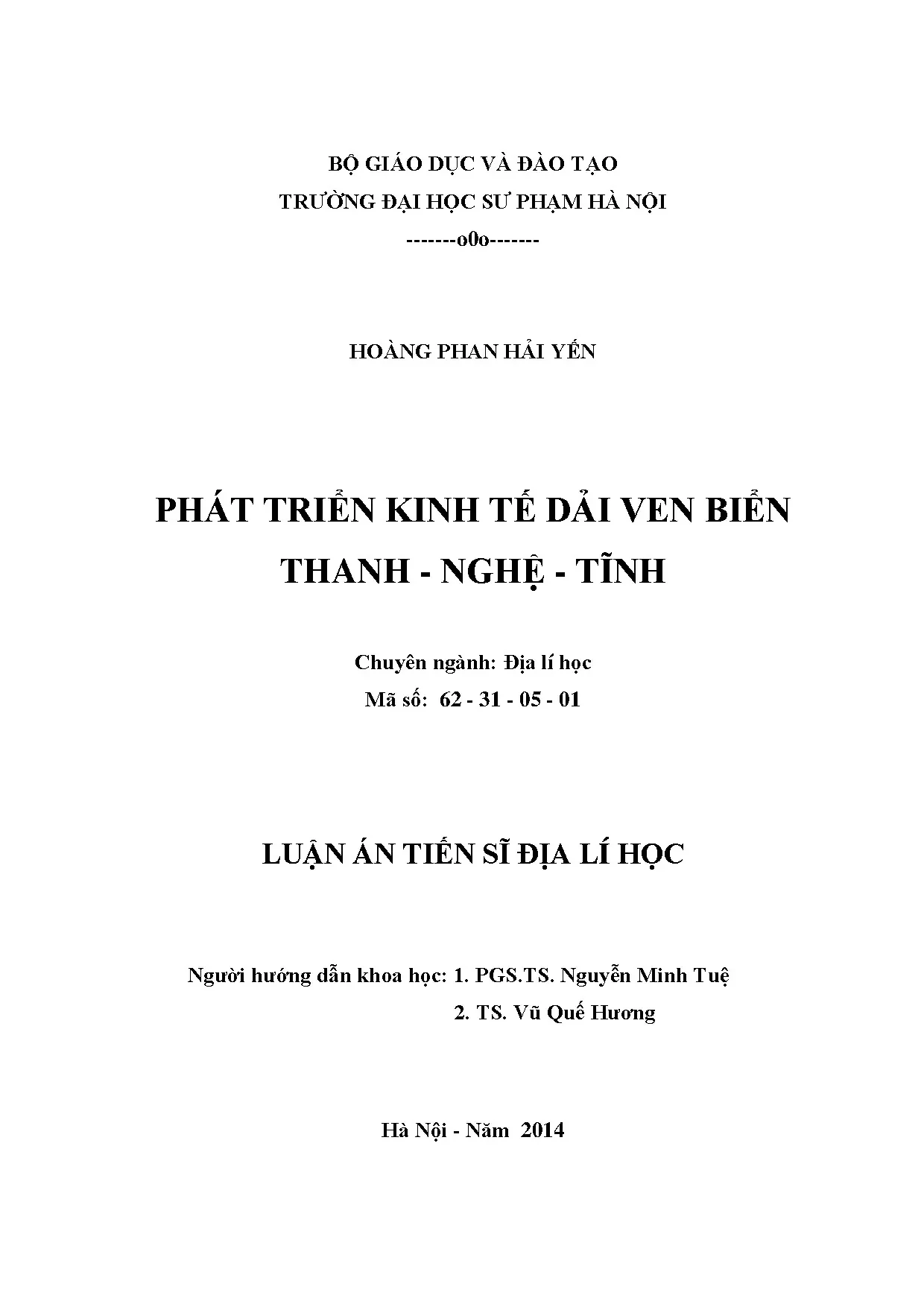 Phát triển kinh tế dải ven biển thanh nghệ tĩnh luận án tiến