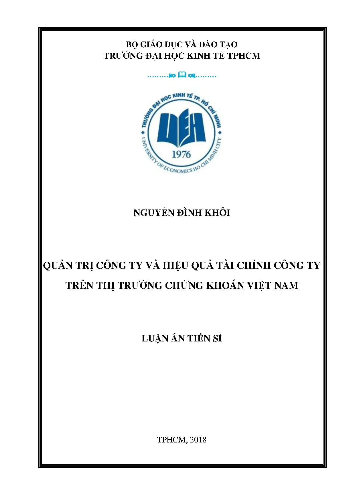 Quản trị công ty & hiệu quả tài chính tại TTCK Việt Nam