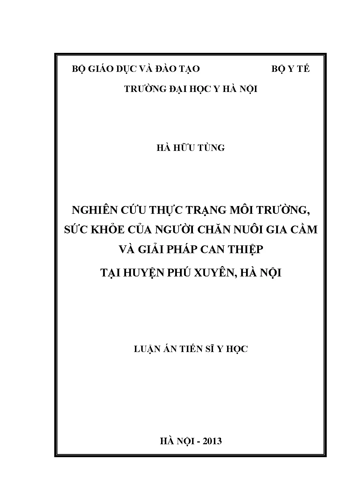Môi trường, sức khỏe người chăn nuôi gia cầm tại Phú Xuyên Hà Nội