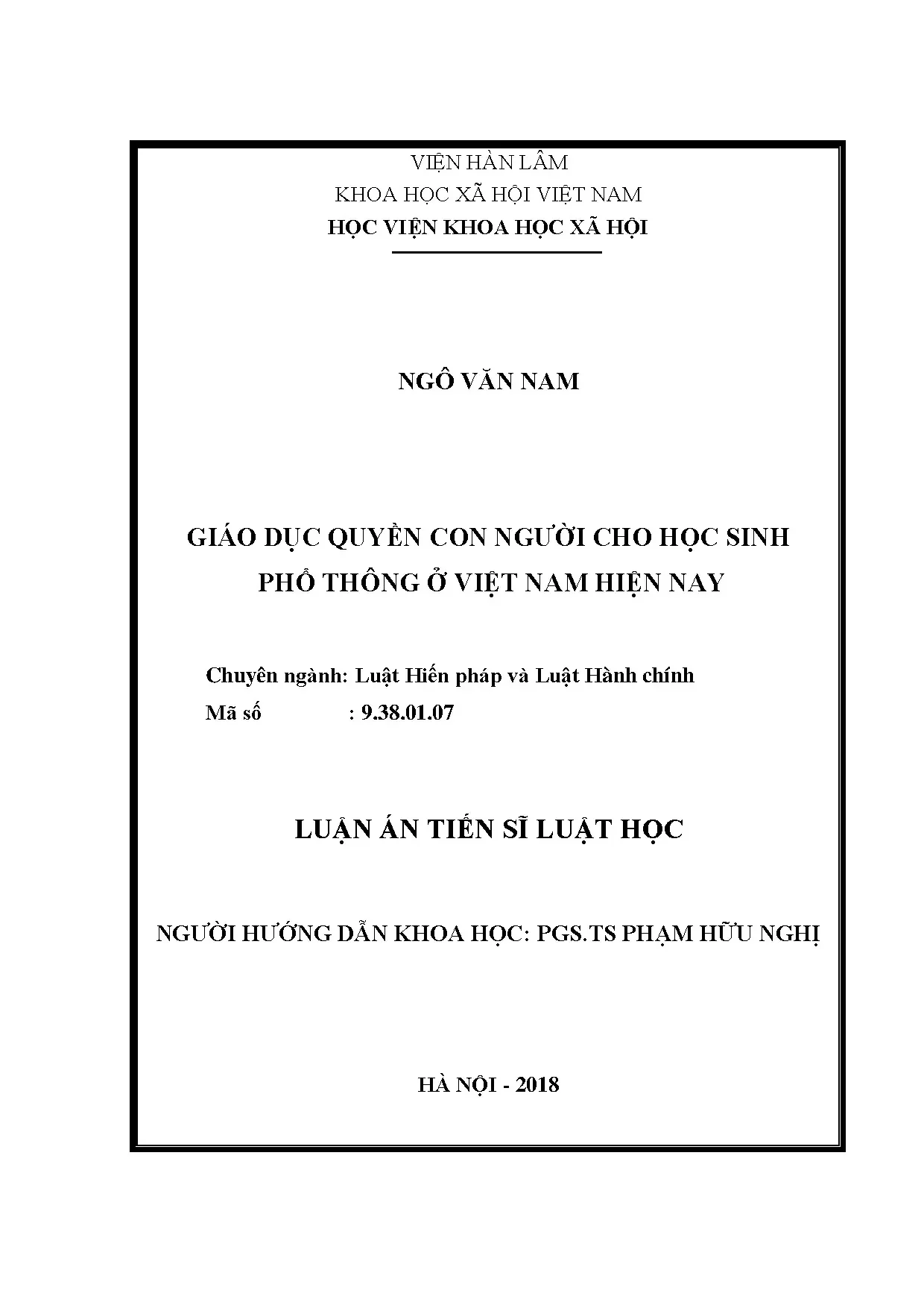 Giáo dục quyền con người cho học sinh phổ thông ở Việt Nam