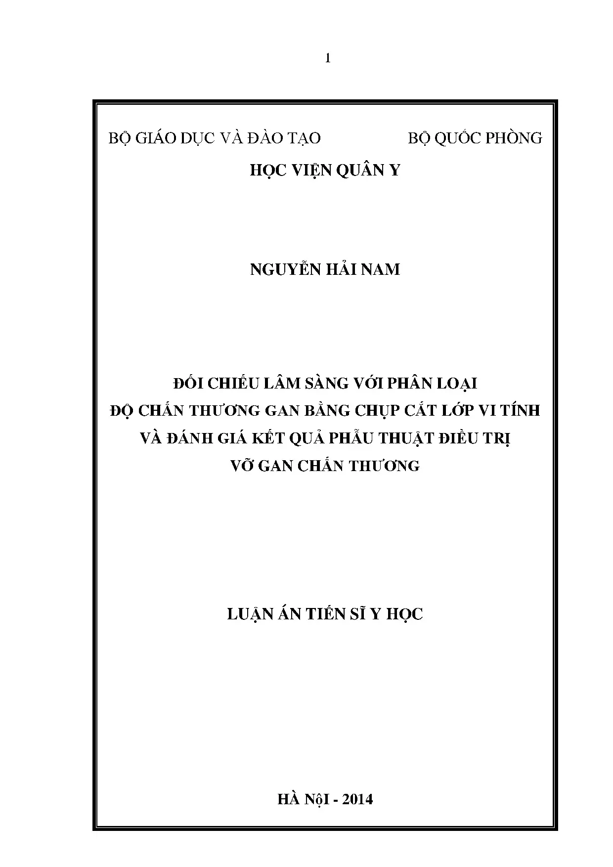 Đối chiếu lâm sàng, phân loại chấn thương gan bằng CT & phẫu thuật