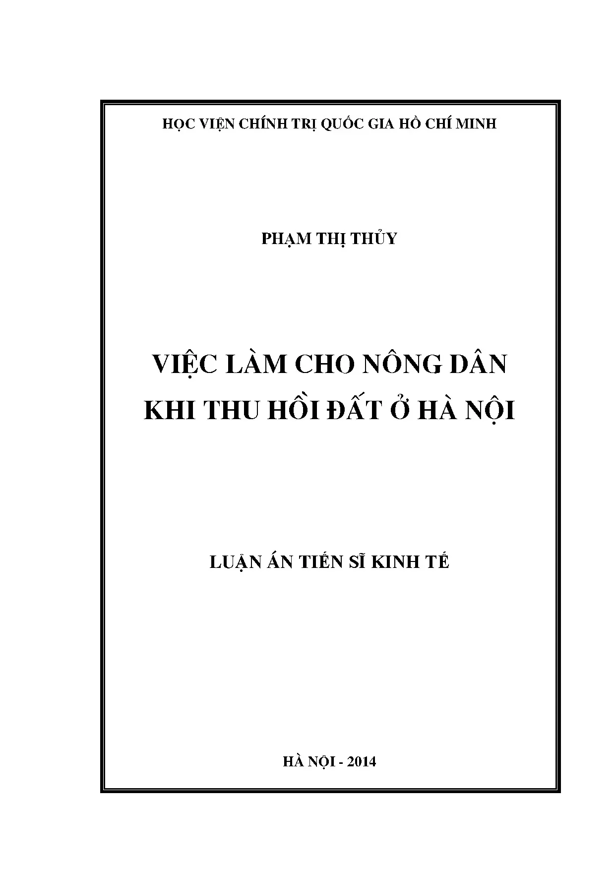 Giải pháp việc làm cho nông dân bị thu hồi đất tại Hà Nội