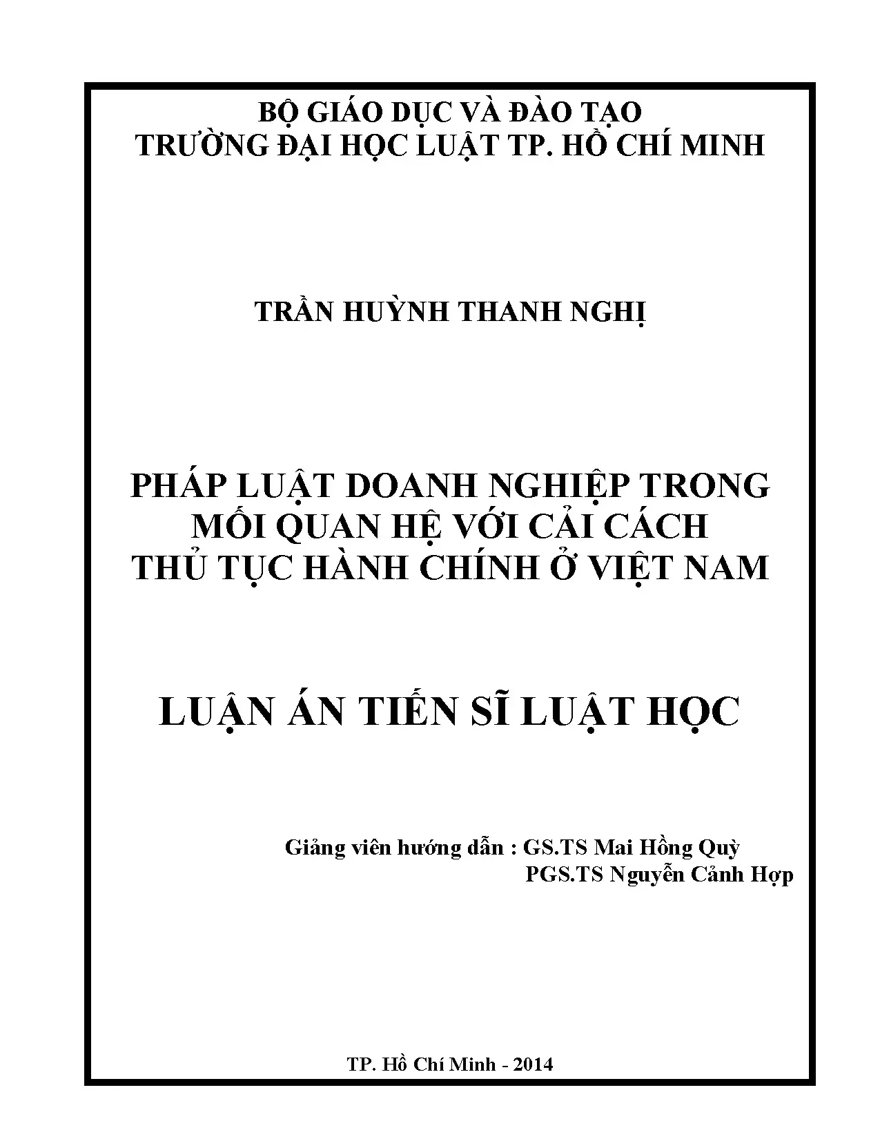 Pháp luật doanh nghiệp trong cải cách TTHC ở Việt Nam