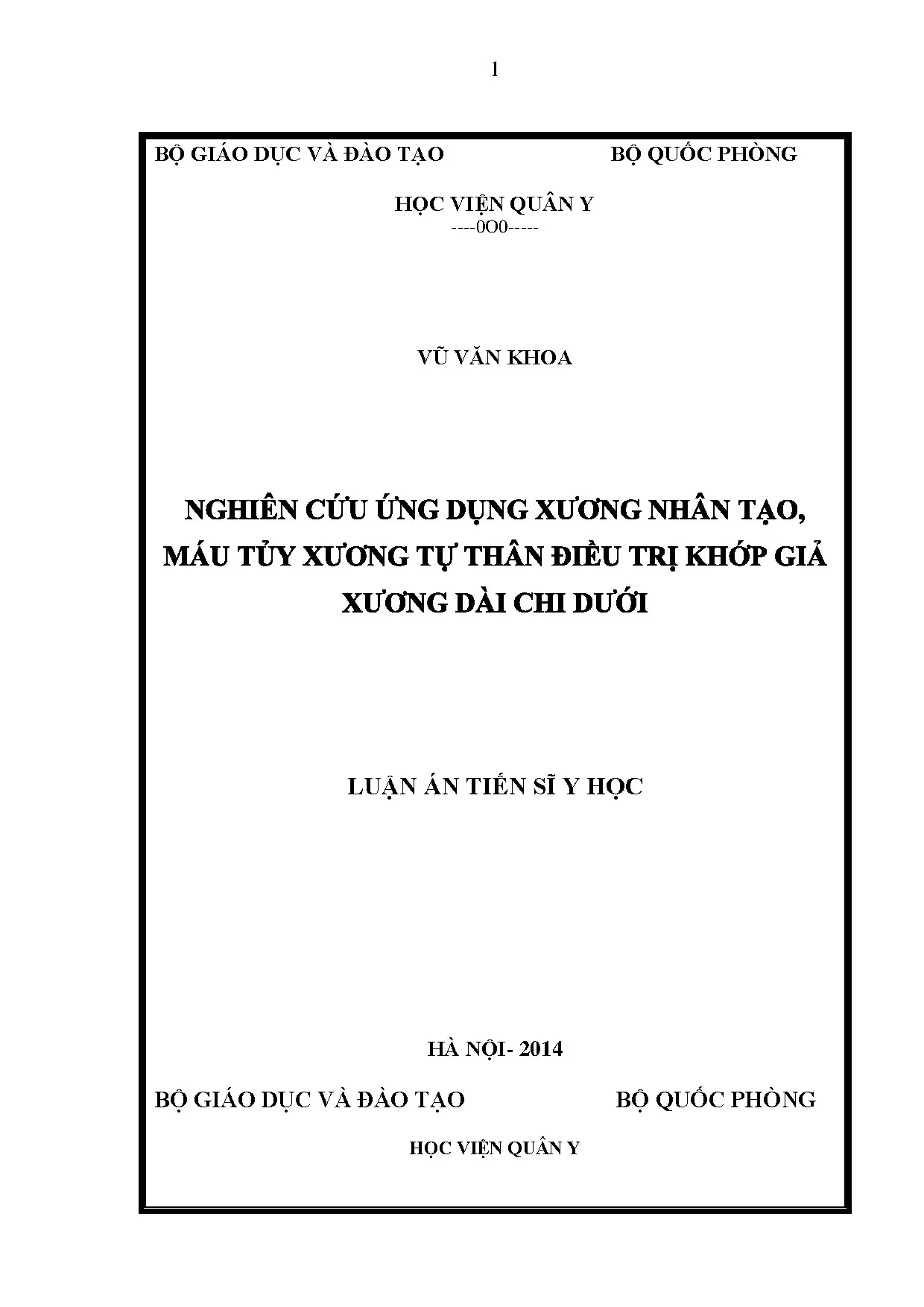 Điều trị khớp giả xương dài chi dưới bằng xương nhân tạo & tủy tự thân