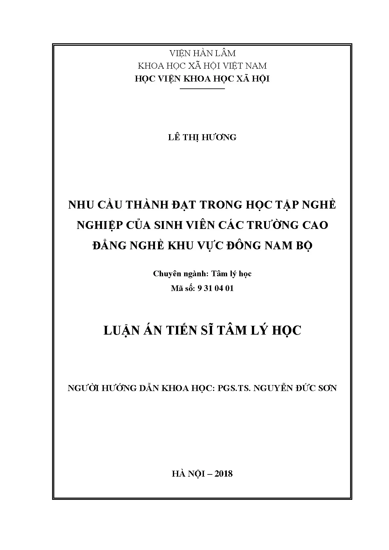 Nhu cầu thành đạt học tập SV Cao đẳng nghề Đông Nam Bộ