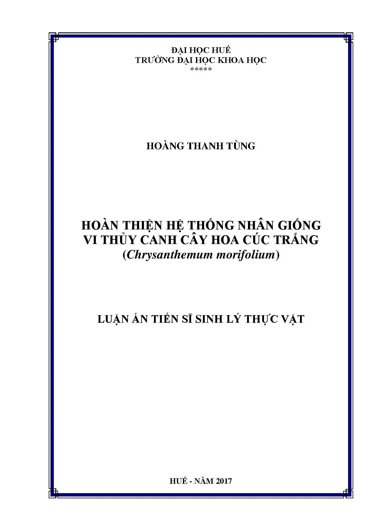 Hoàn thiện hệ thống nhân giống vi thủy canh cây hoa cúc trắn