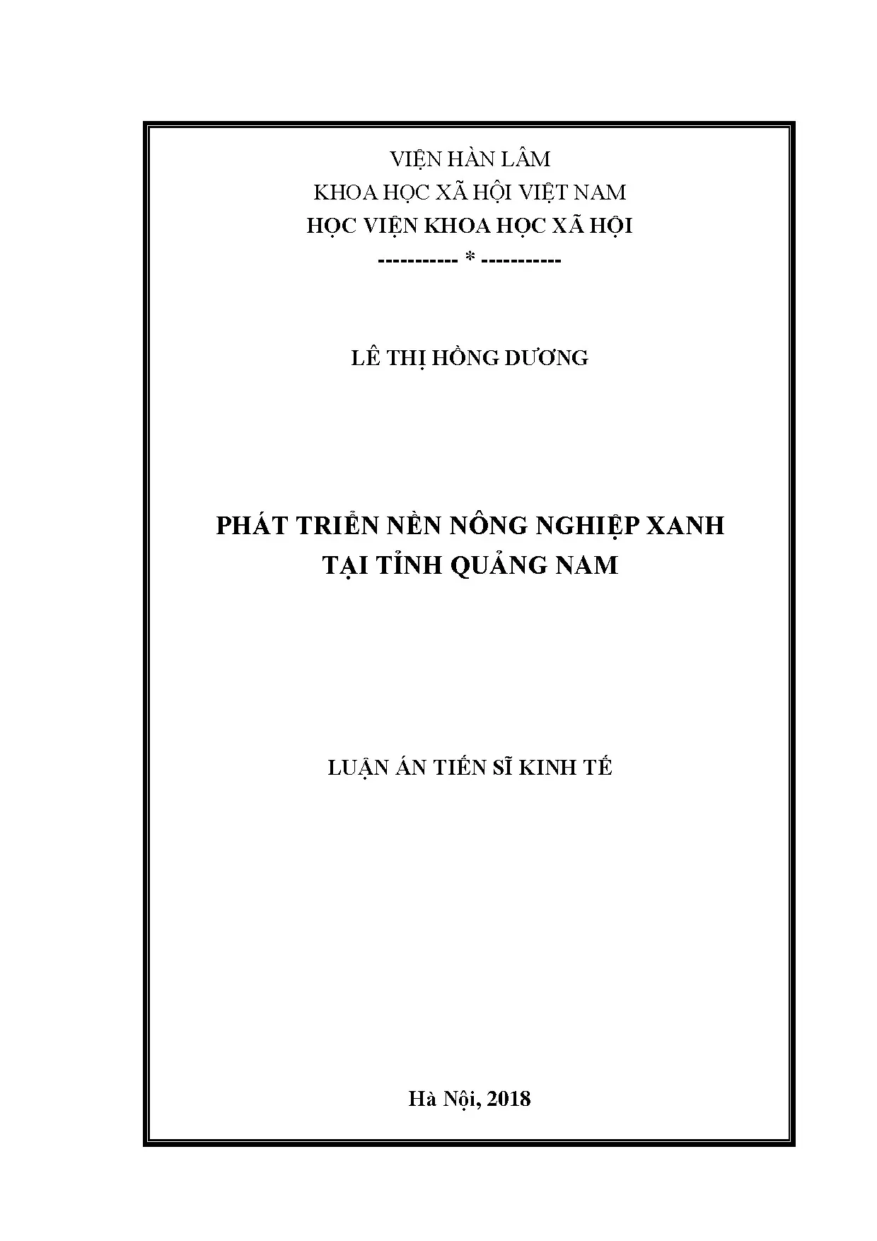 Phát triển nền nông nghiệp xanh tại tỉnh quảng nam luận án t