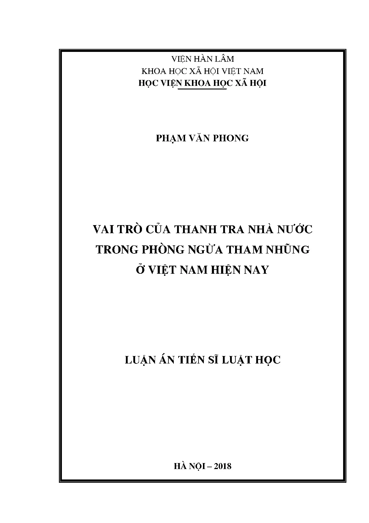 Vai trò thanh tra nhà nước phòng ngừa tham nhũng Việt Nam