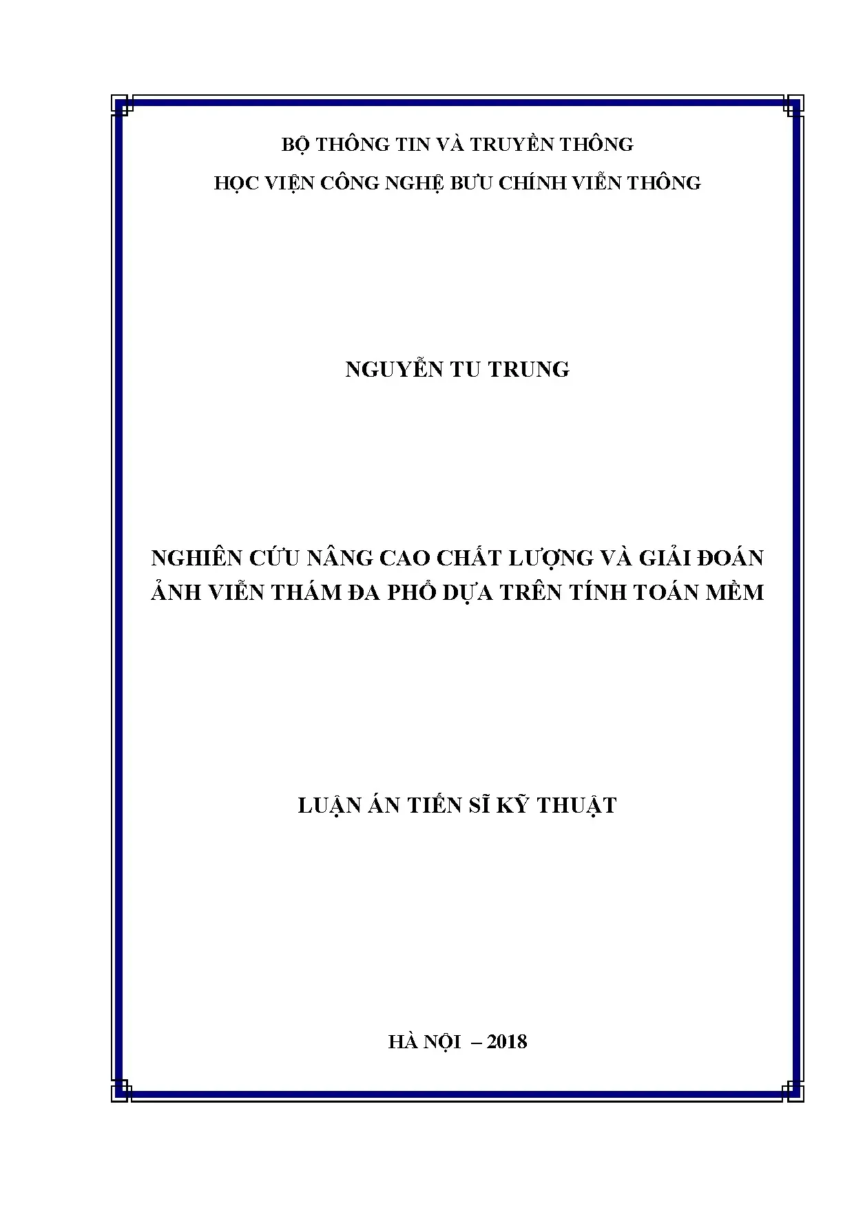 Nâng cao chất lượng, giải đoán ảnh viễn thám đa phổ với tính toán mềm