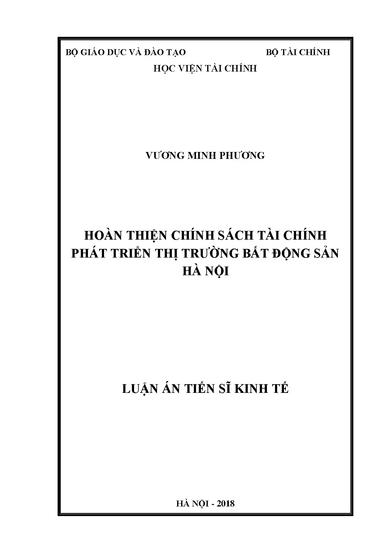 Hoàn thiện chính sách tài chính phát triển thị trường BĐS Hà Nội
