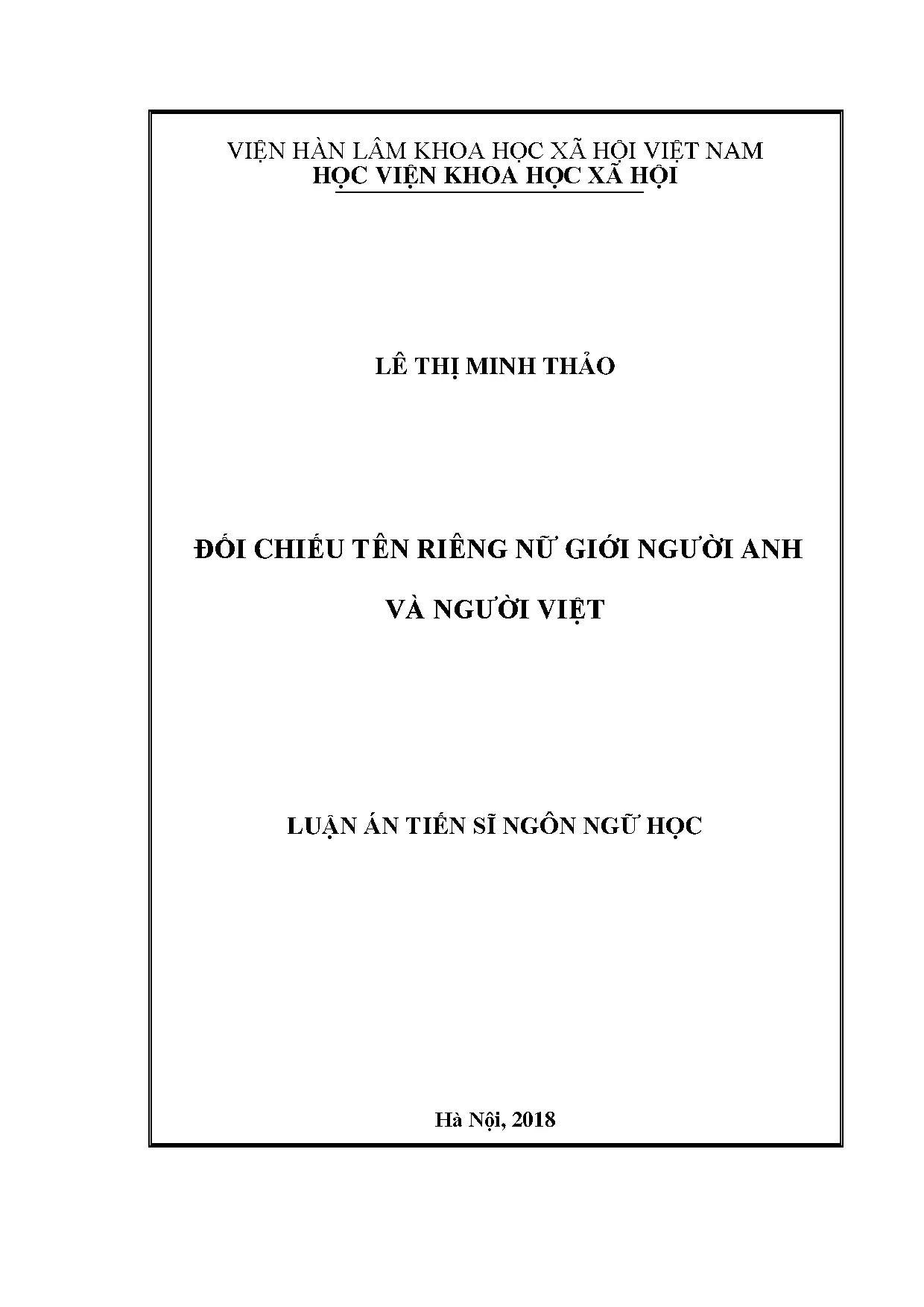 Đối chiếu tên riêng nữ giới Anh Việt: Cấu tạo, nghĩa, văn hóa