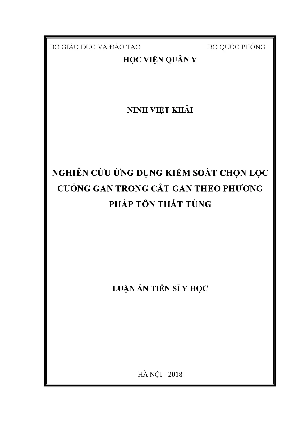 Nghiên cứu ứng dụng cặp kiểm soát chọn lọc cuống gan trong c
