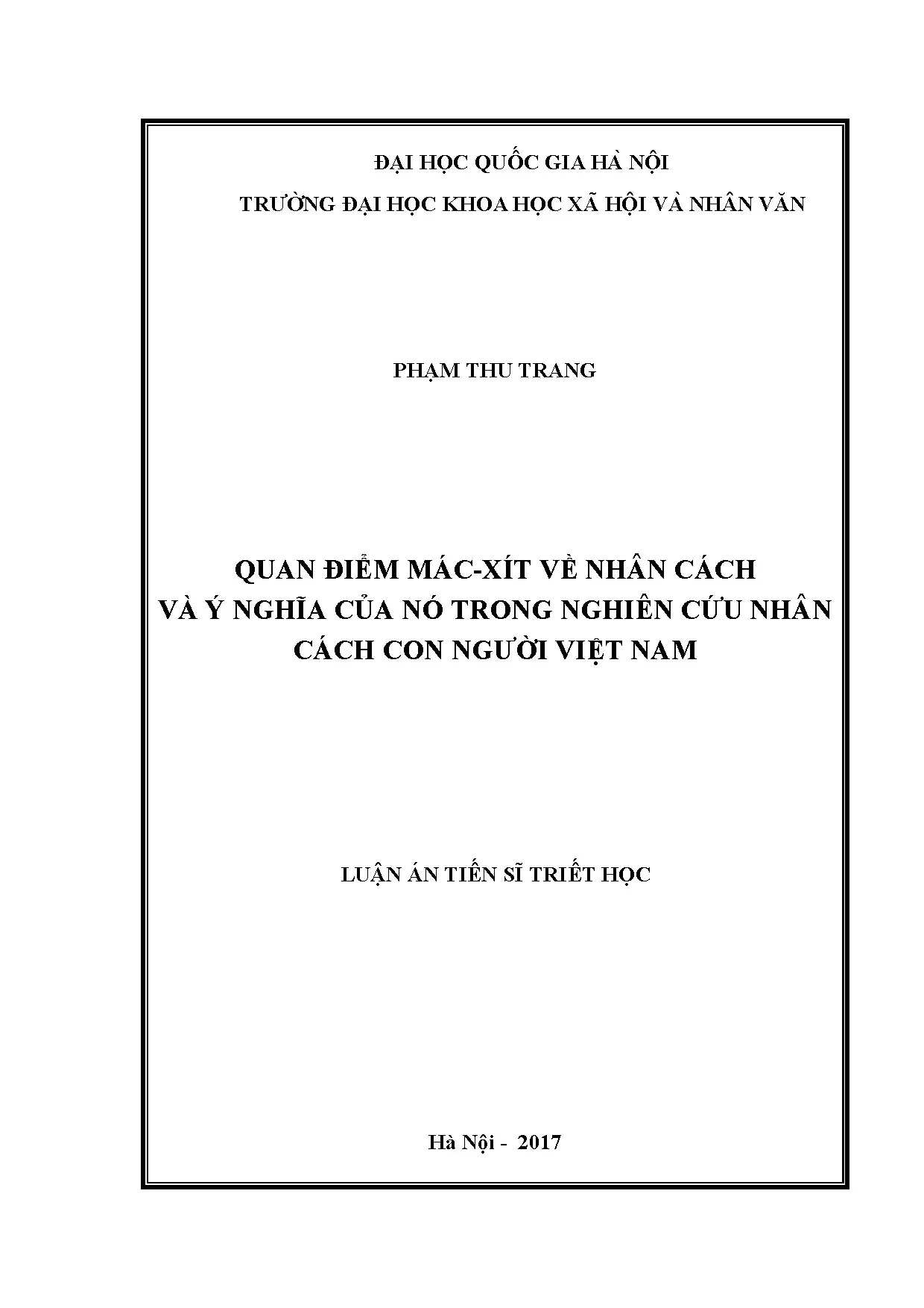 Quan điểm Mác-xít về nhân cách và ý nghĩa trong nghiên cứu người Việt