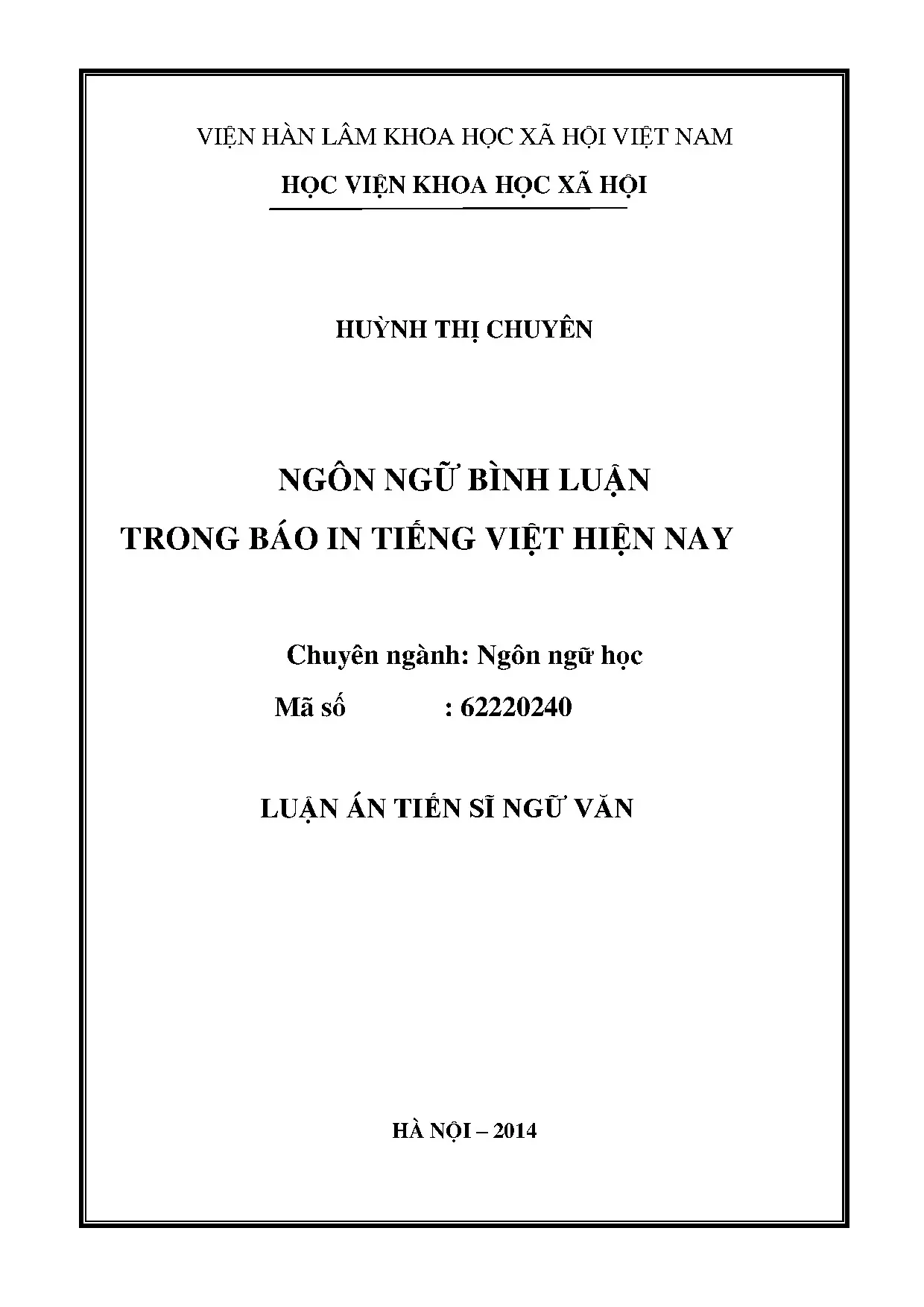 Nghiên cứu ngôn ngữ bình luận trong báo in tiếng Việt