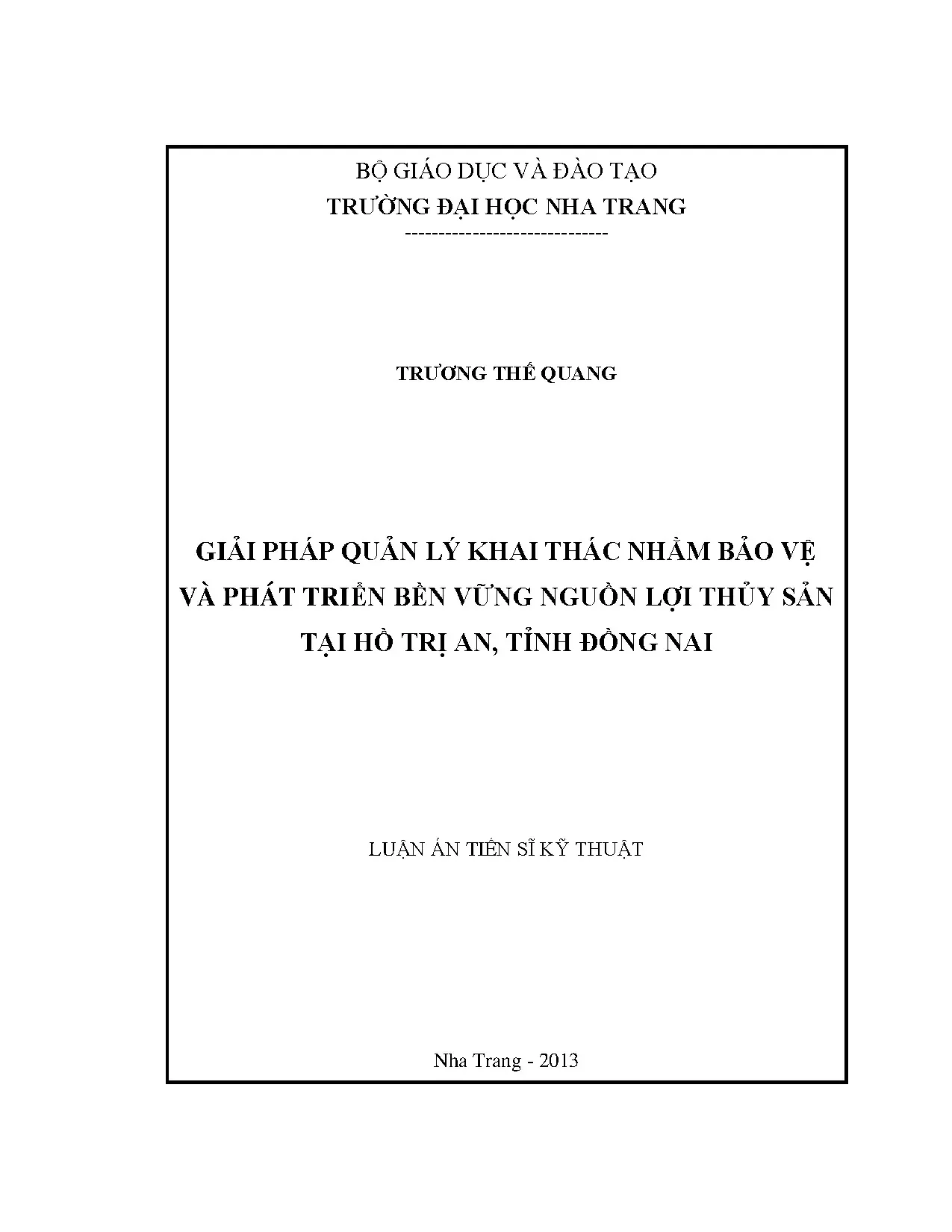 Giải pháp quản lý, khai thác thủy sản bền vững hồ Trị An