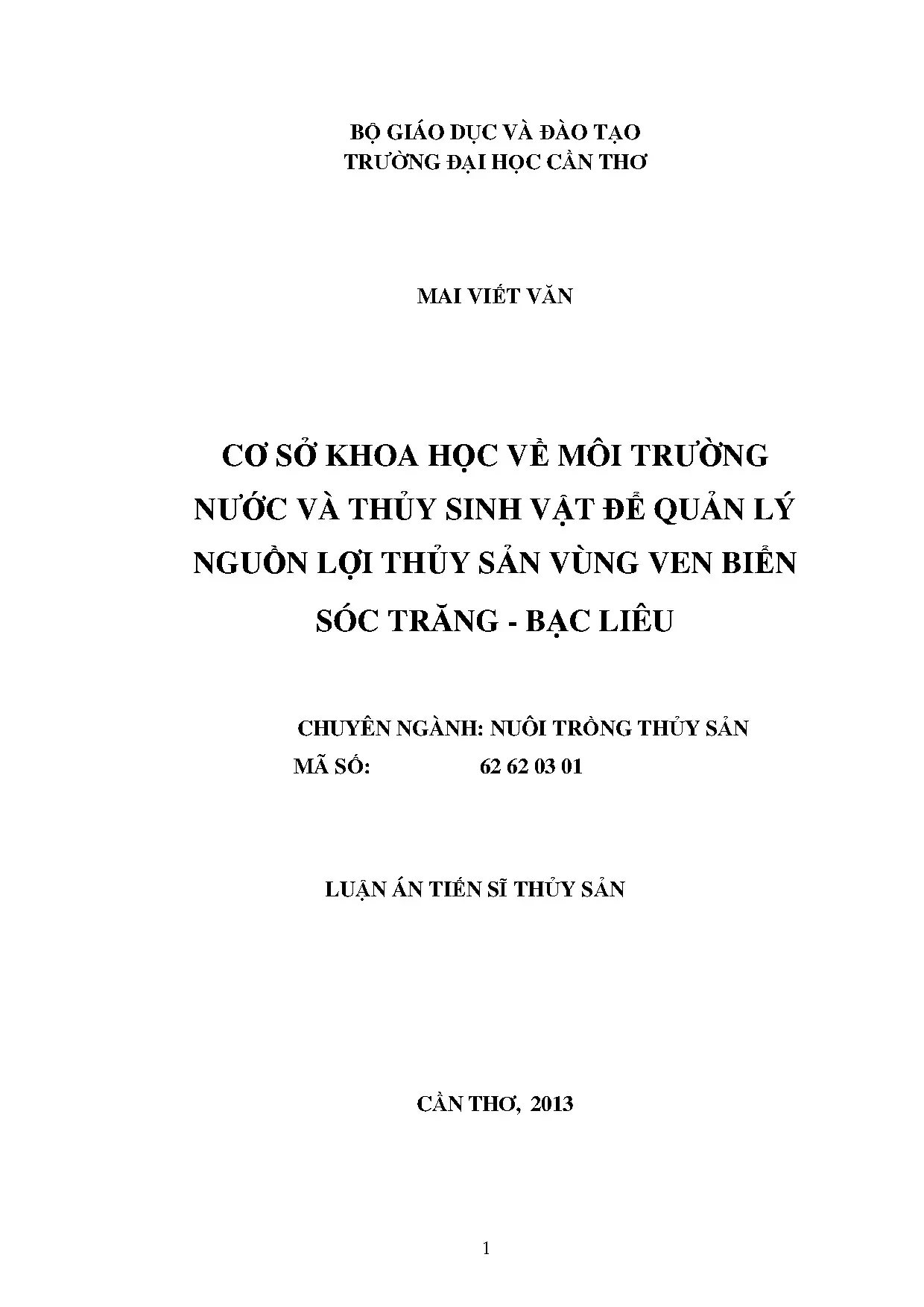 Quản lý nguồn lợi thủy sản vùng ven biển Sóc Trăng - Bạc Liêu