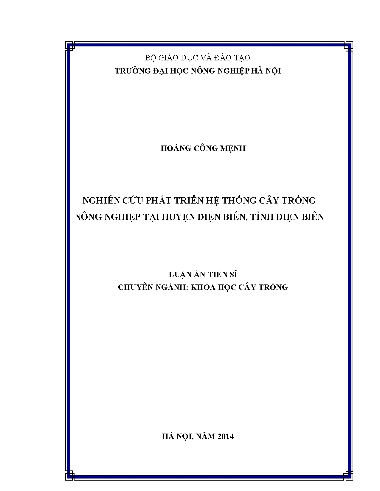 Nghiên cứu phát triển hệ thống cây trồng nông nghiệp tại huy