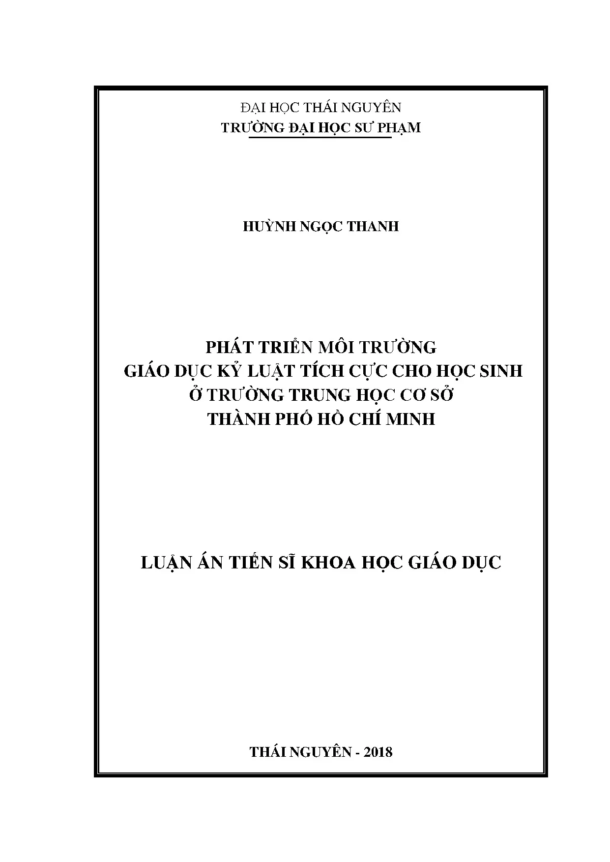 Phát triển môi trường kỷ luật tích cực cho HS THCS TP.HCM