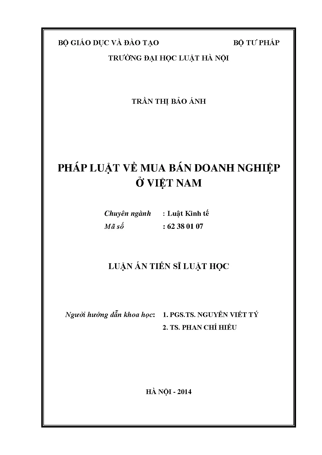 Pháp luật về mua bán doanh nghiệp ở việt nam luận án thạc sĩ