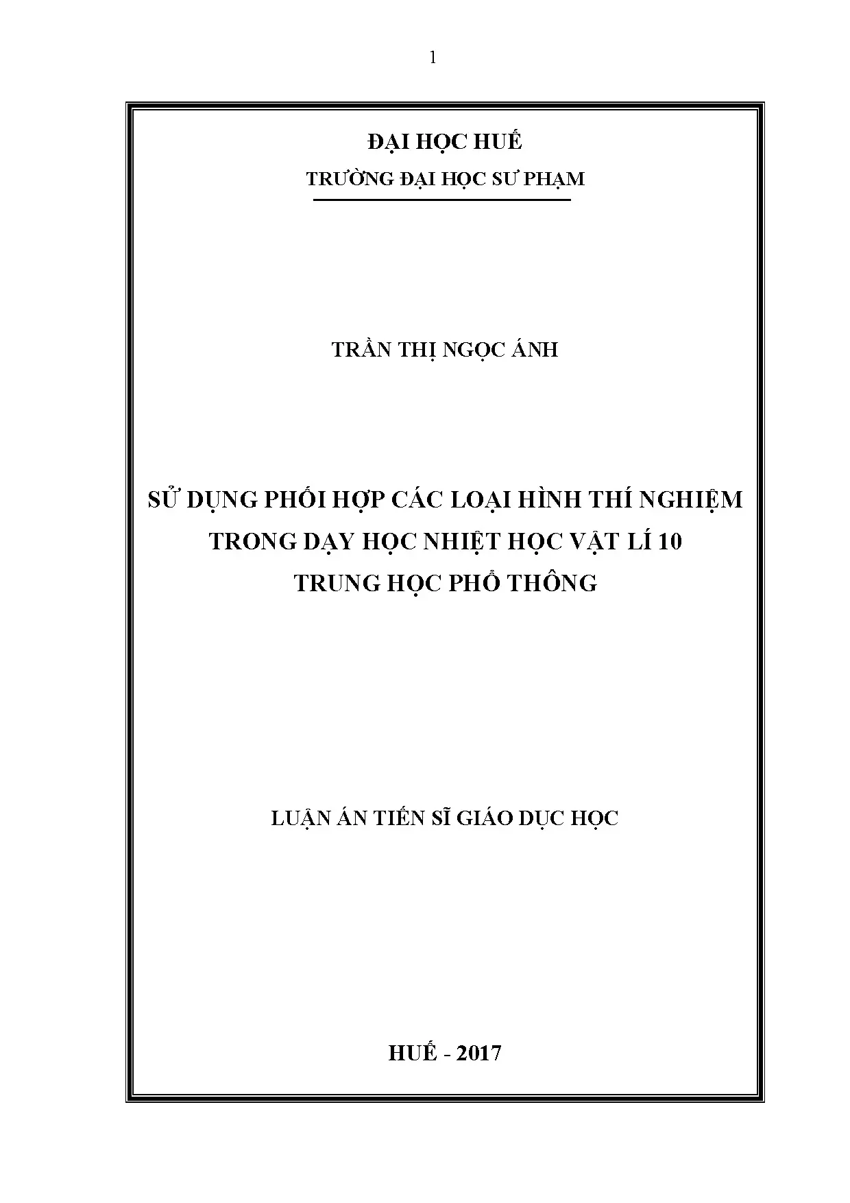 Sử dụng phối hợp các loại hình thí nghiệm trong dạy học nhiệ