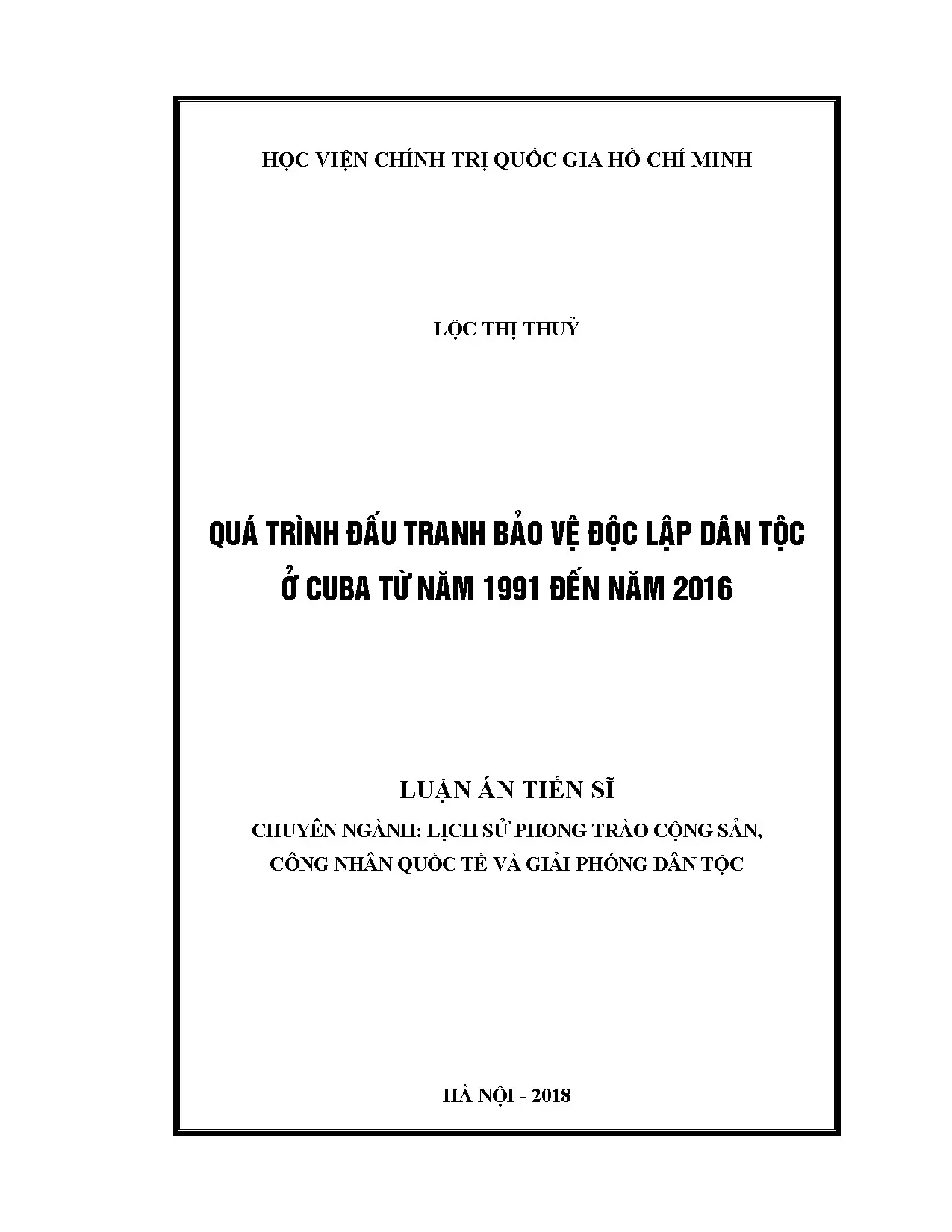 Đấu tranh bảo vệ độc lập dân tộc Cuba 1991-2016