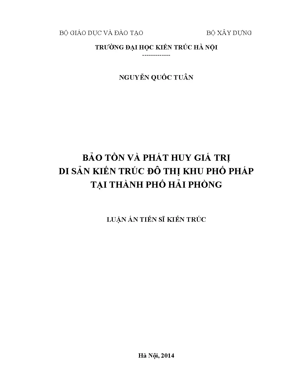 Bảo tồn, phát huy di sản kiến trúc đô thị khu phố Pháp Hải Phòng