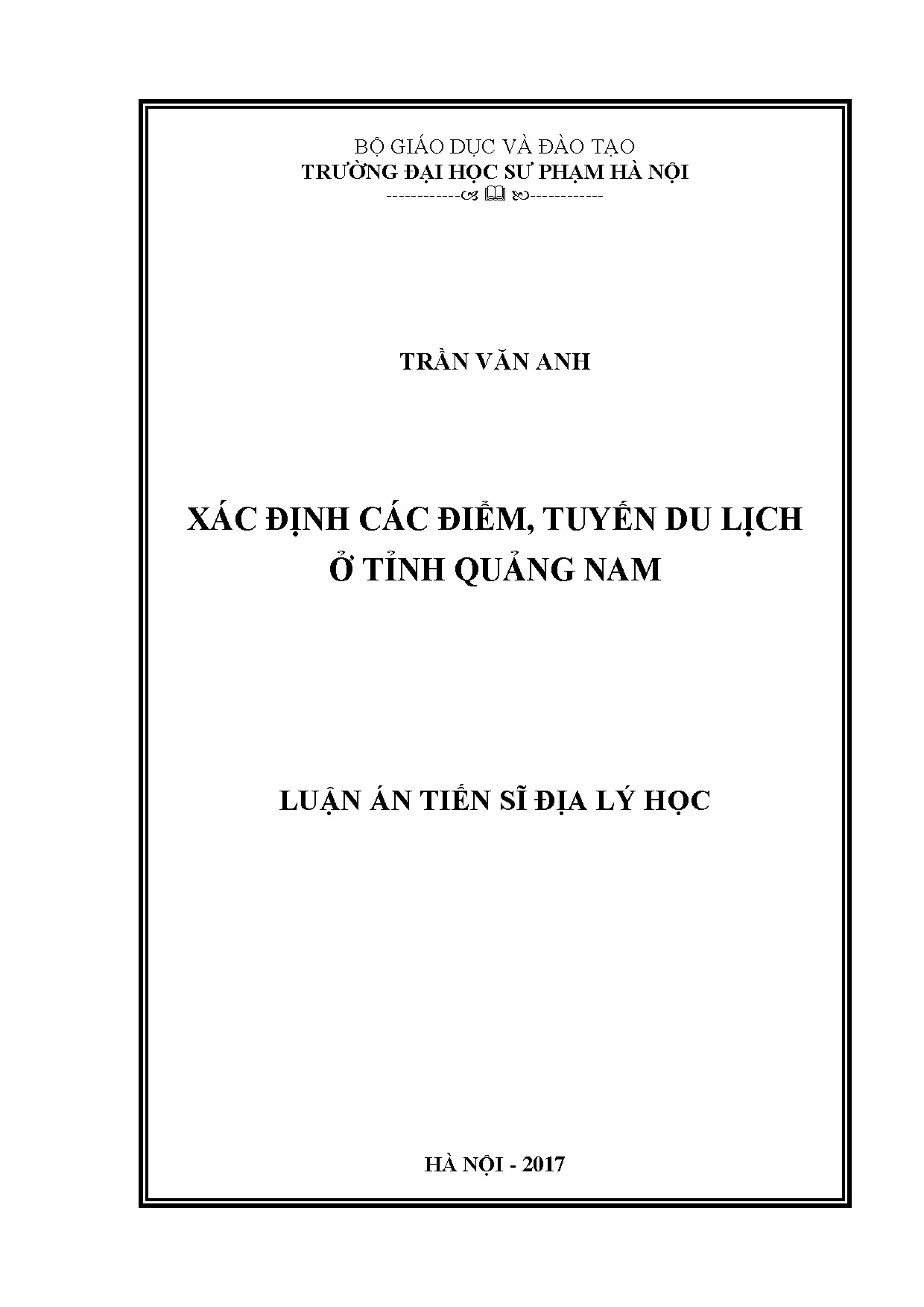 Xác định và đề xuất điểm, tuyến du lịch tỉnh Quảng Nam