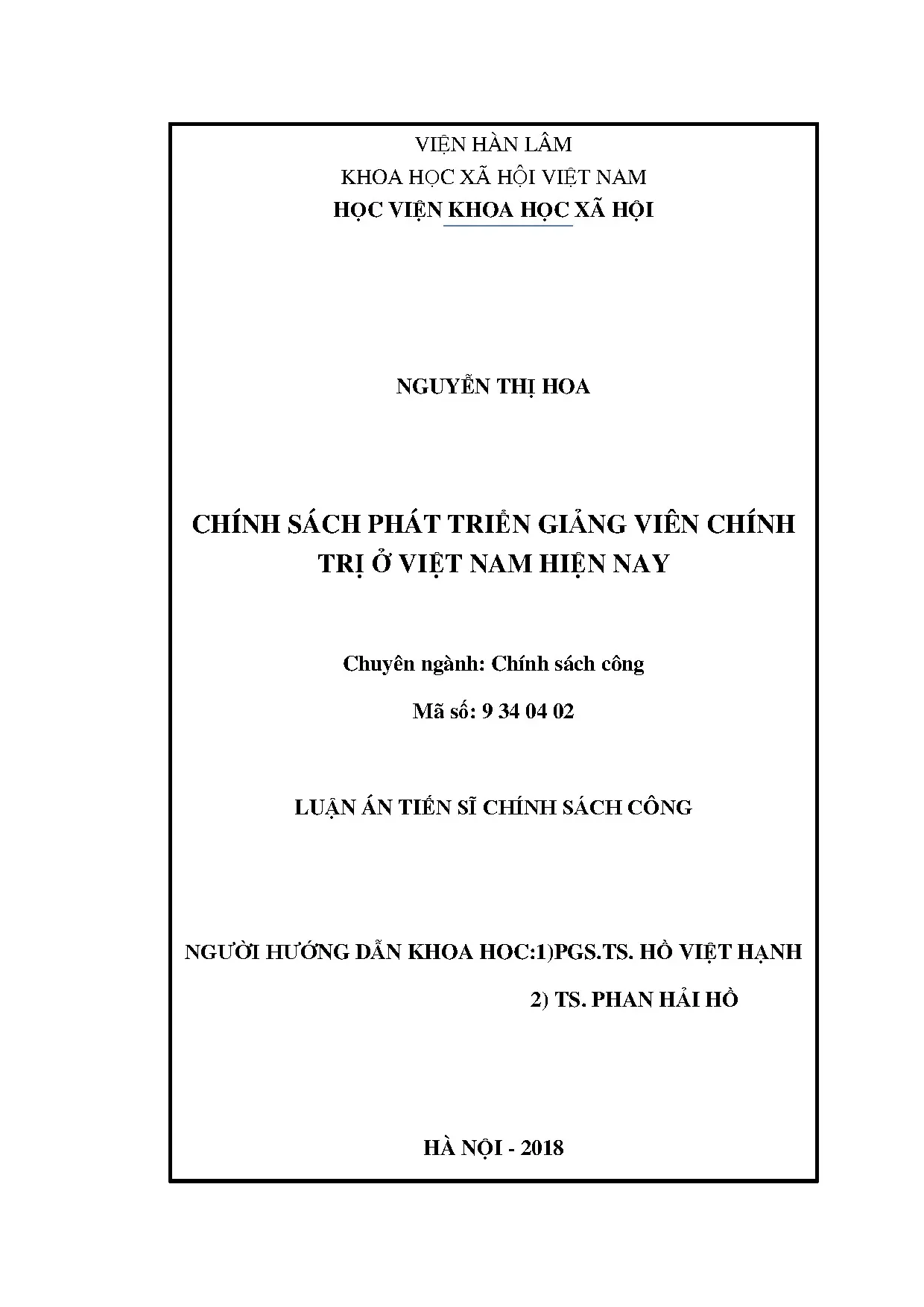 Chính sách phát triển giảng viên chính trị Việt Nam hiện nay