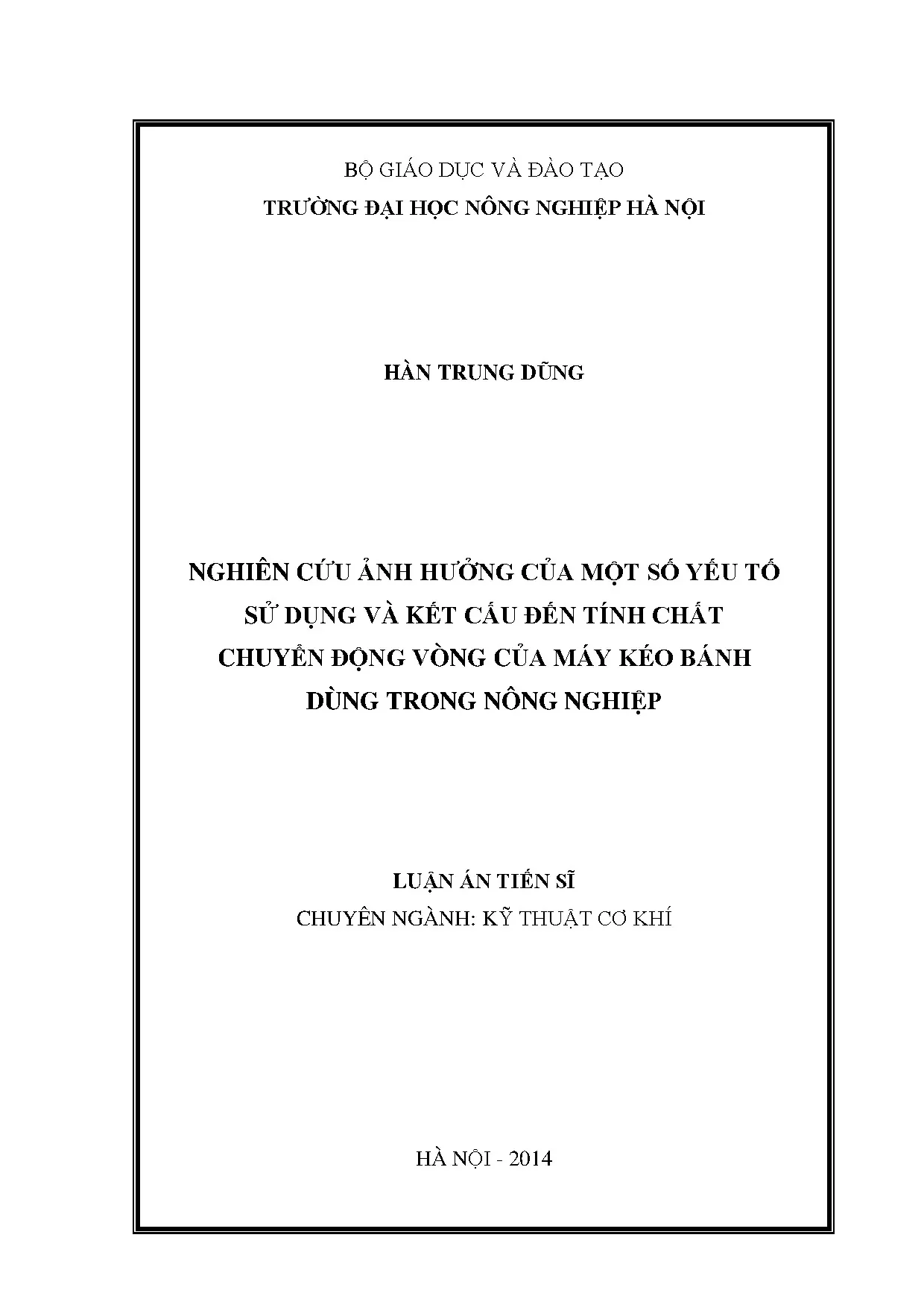 Nghiên cứu chuyển động vòng máy kéo bánh dùng trong nông nghiệp
