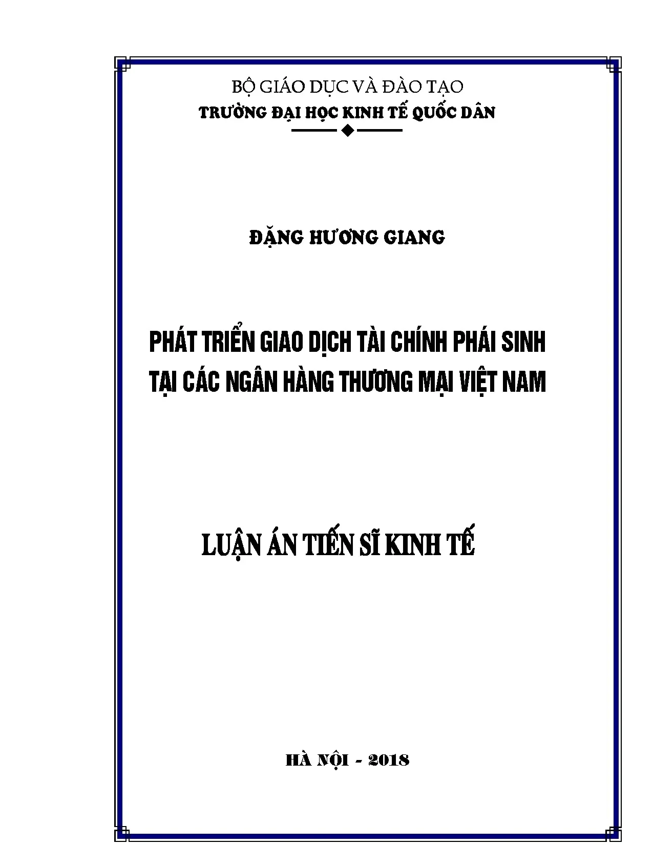 Phát triển giao dịch tài chính phái sinh tại ngân hàng thương mại Việt Nam