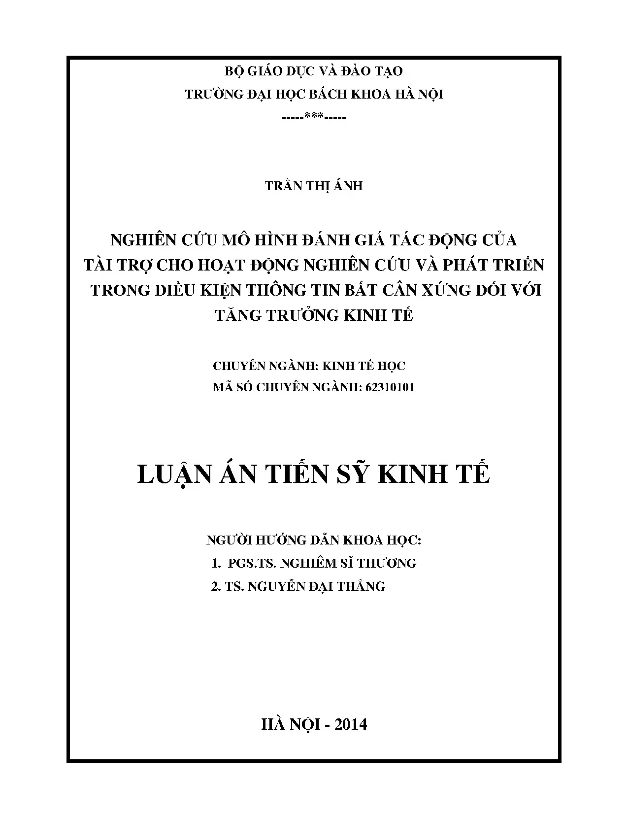 Tác động tài trợ R&D thông tin bất cân xứng đến tăng trưởng kinh tế