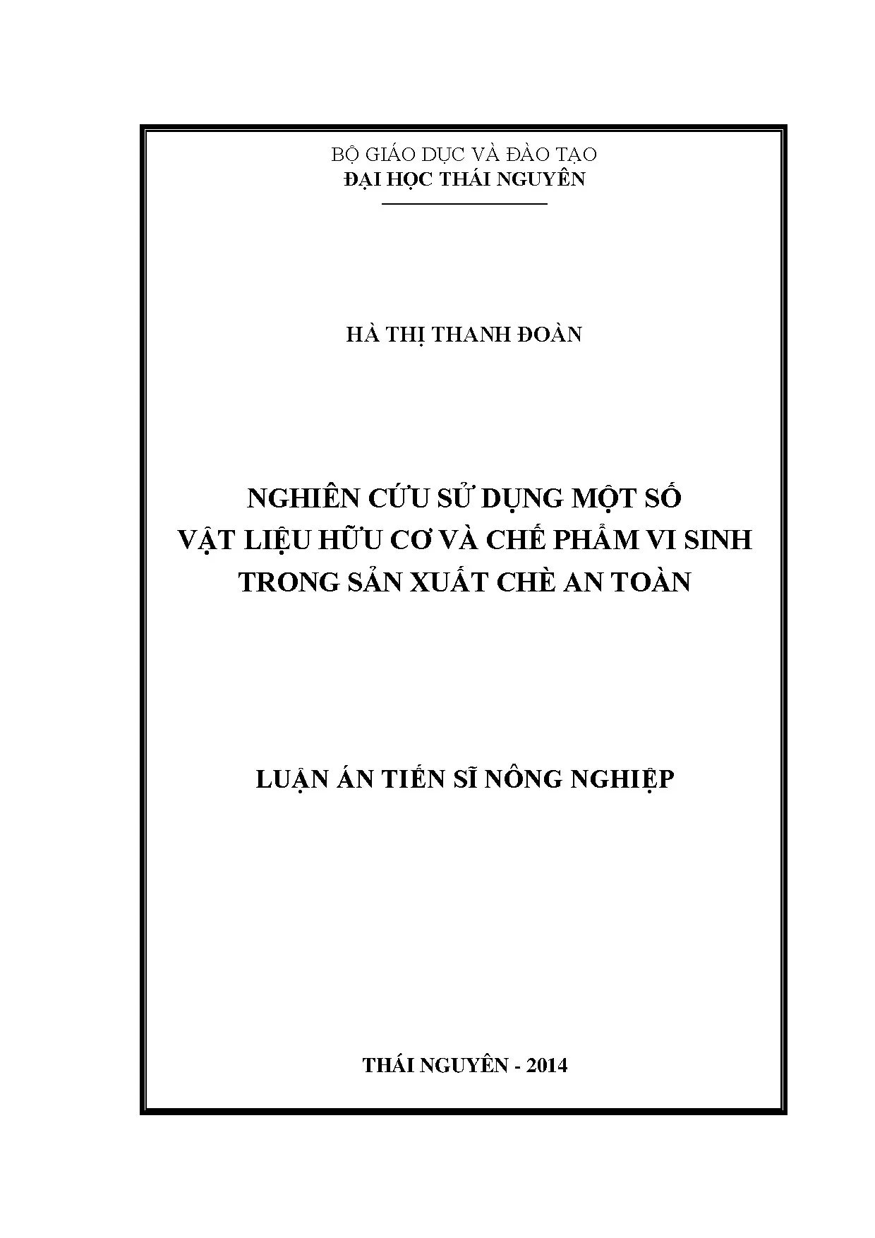 Nghiên cứu sử dụng một số vật liệu hữu cơ và chế phẩm vi sin