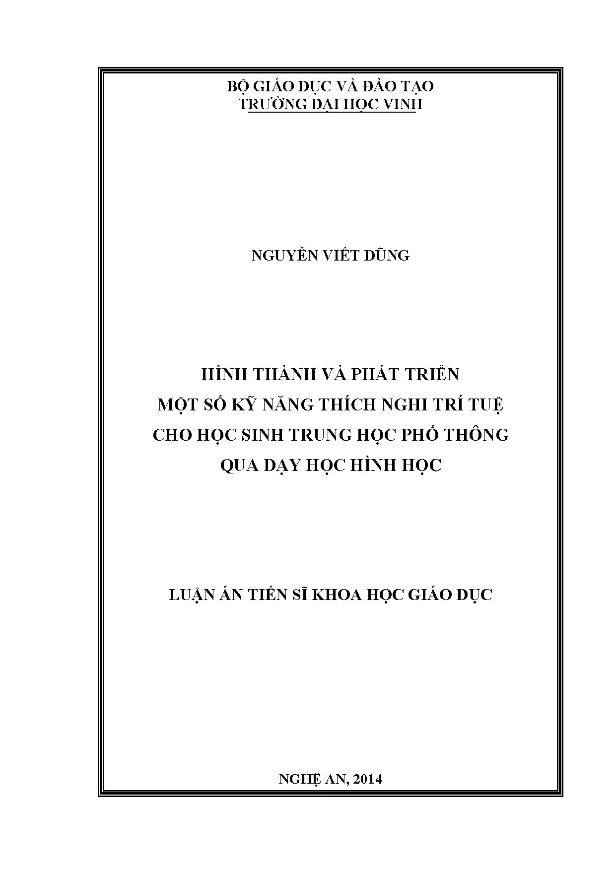 Phát triển Kỹ năng Thích nghi Trí tuệ HS THPT qua Dạy Hình học