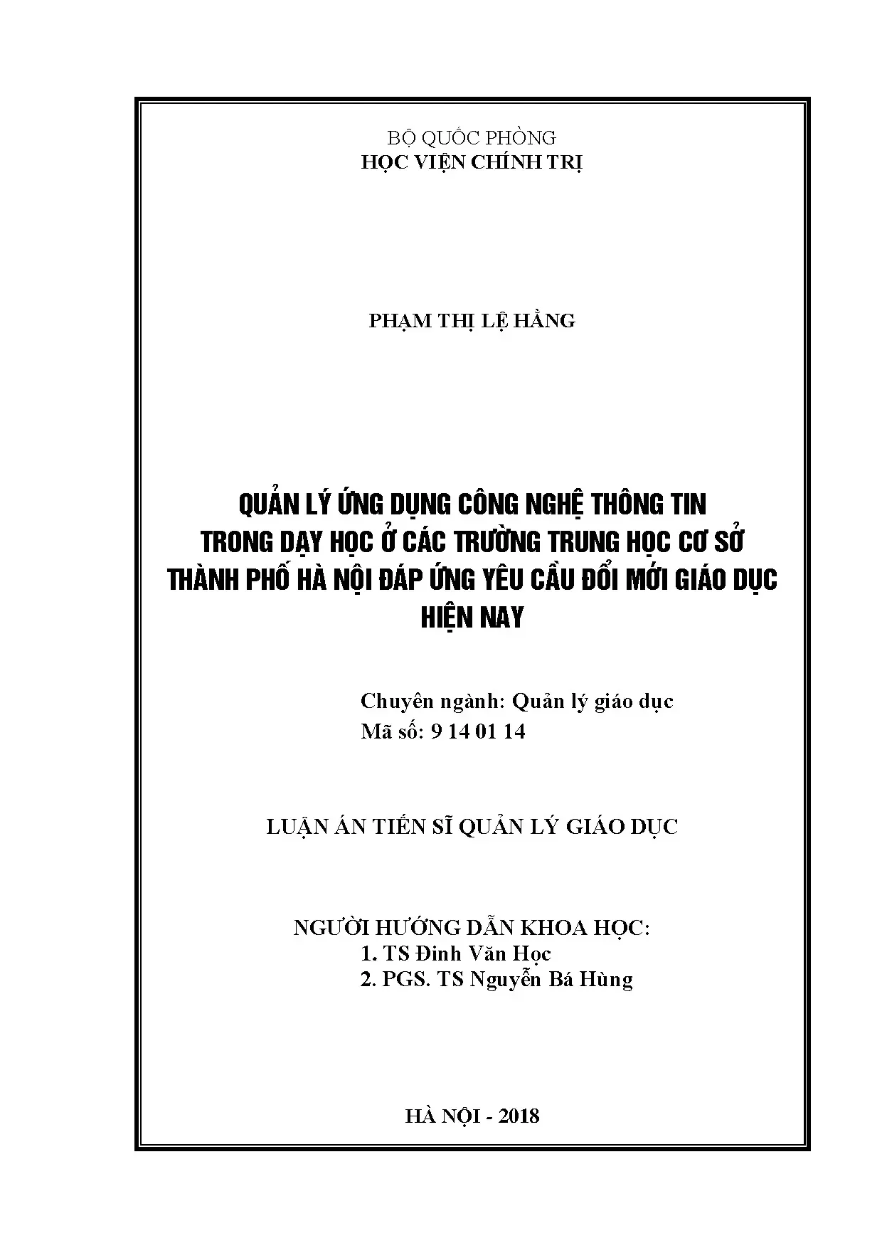 Quản lý ứng dụng công nghệ thông tin trong dạy học ở các trư
